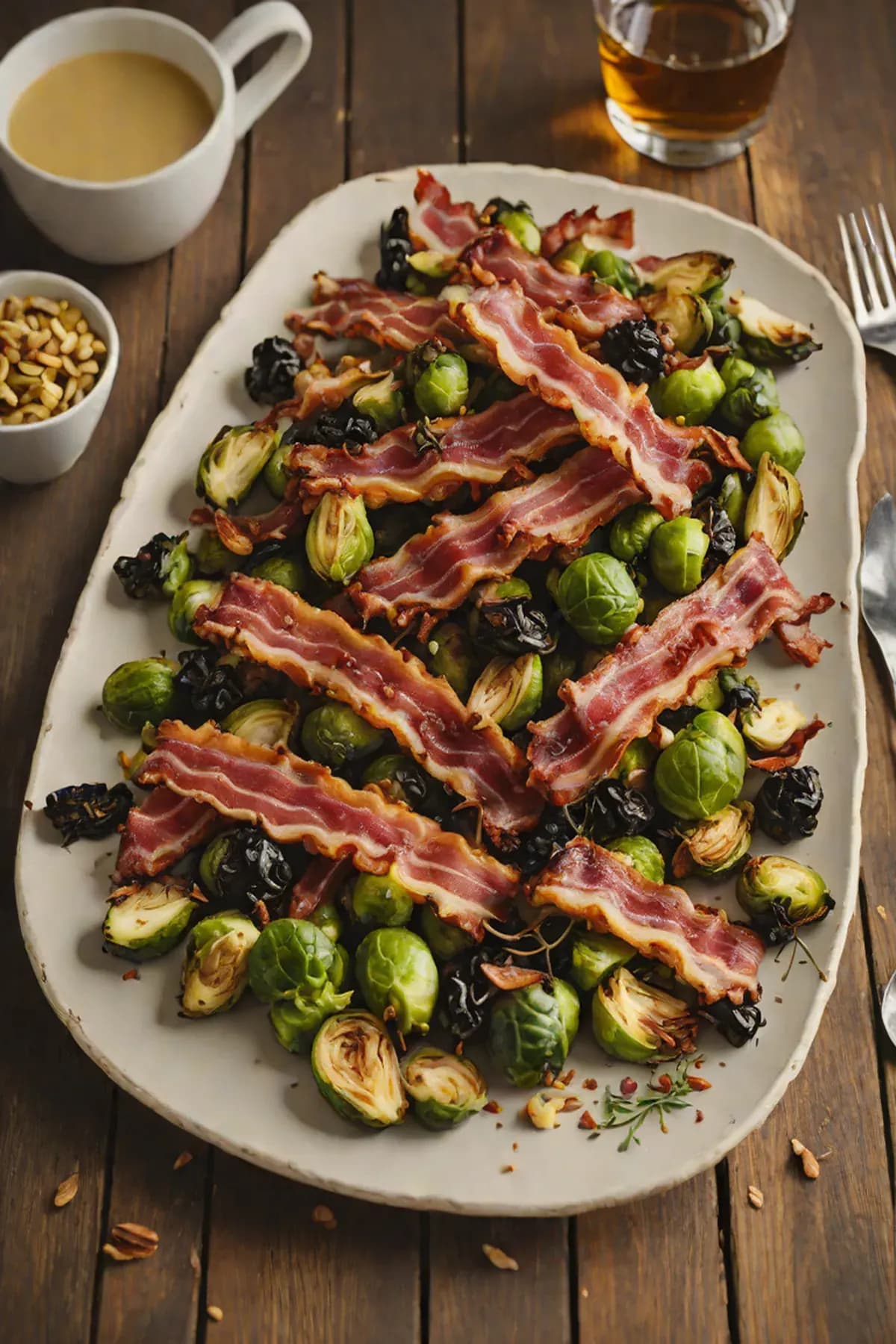Crispy Roasted Bacon with Caramelized Brussels Sprouts