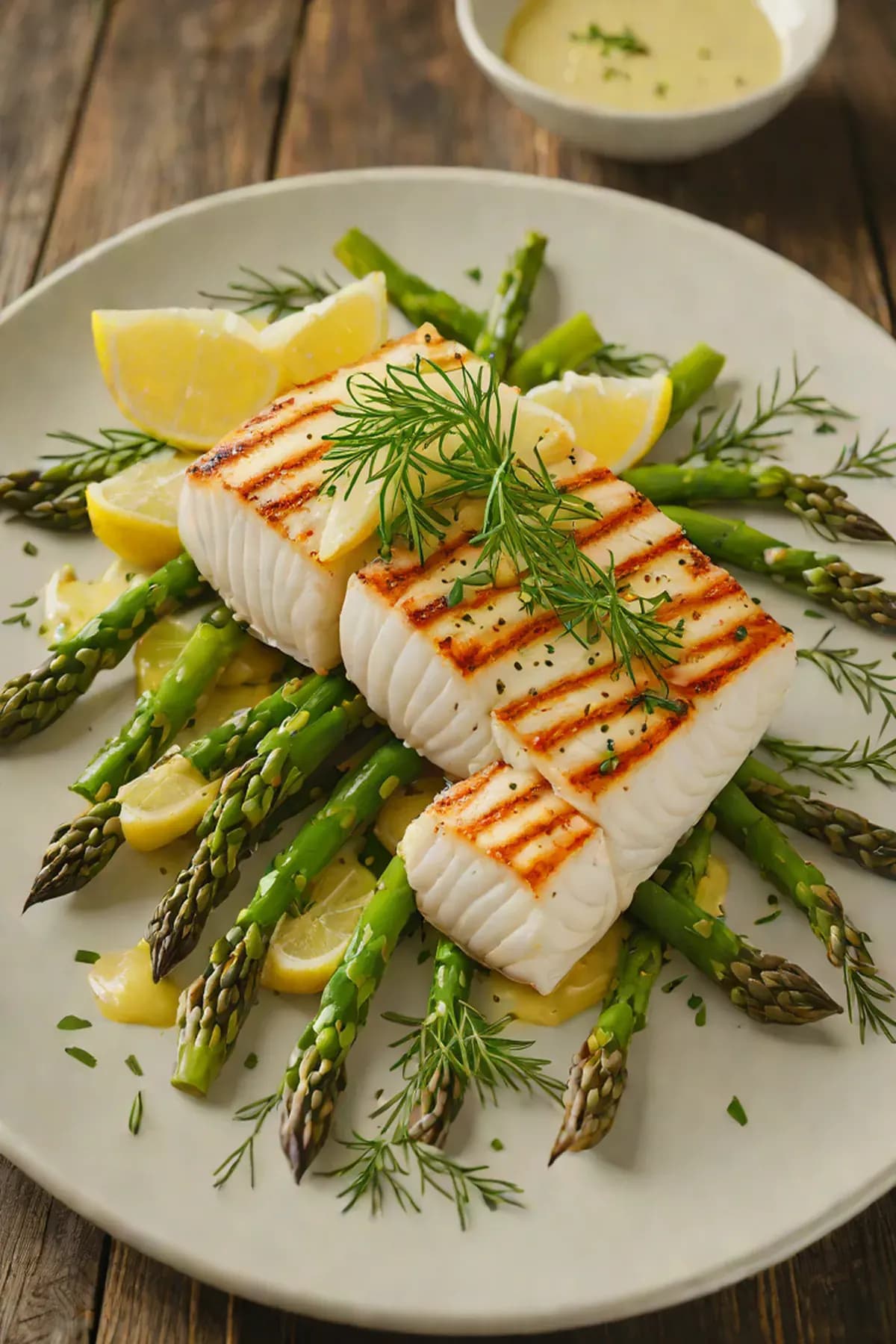 Grilled Halibut with Asparagus