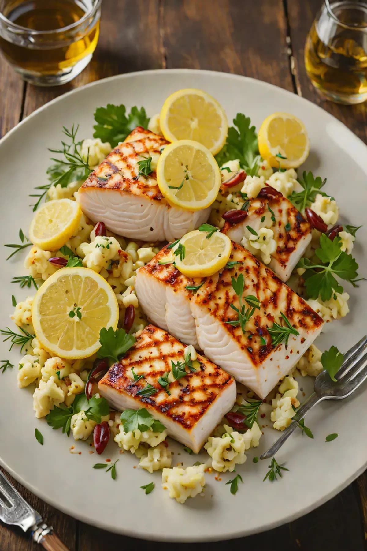 Grilled Halibut with Cauliflower