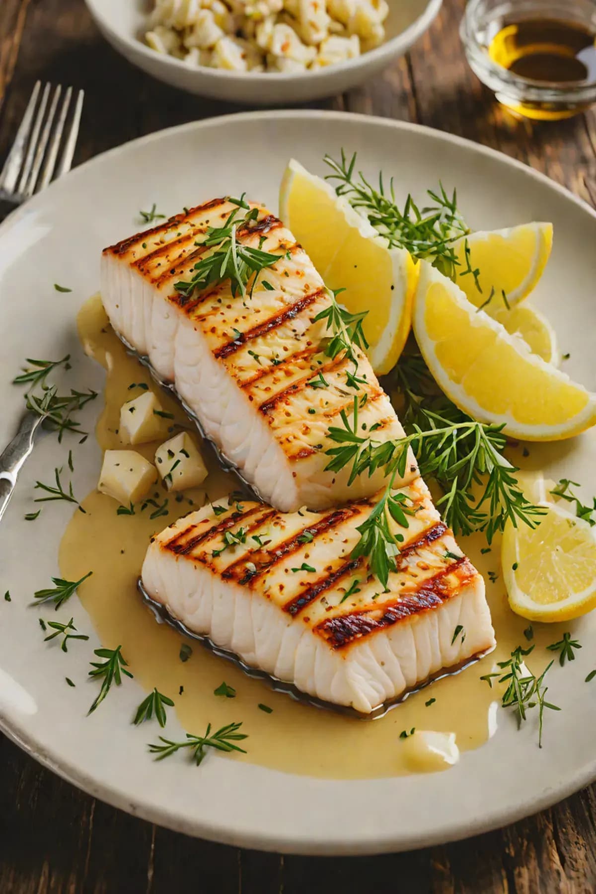 Grilled Halibut with Garlic