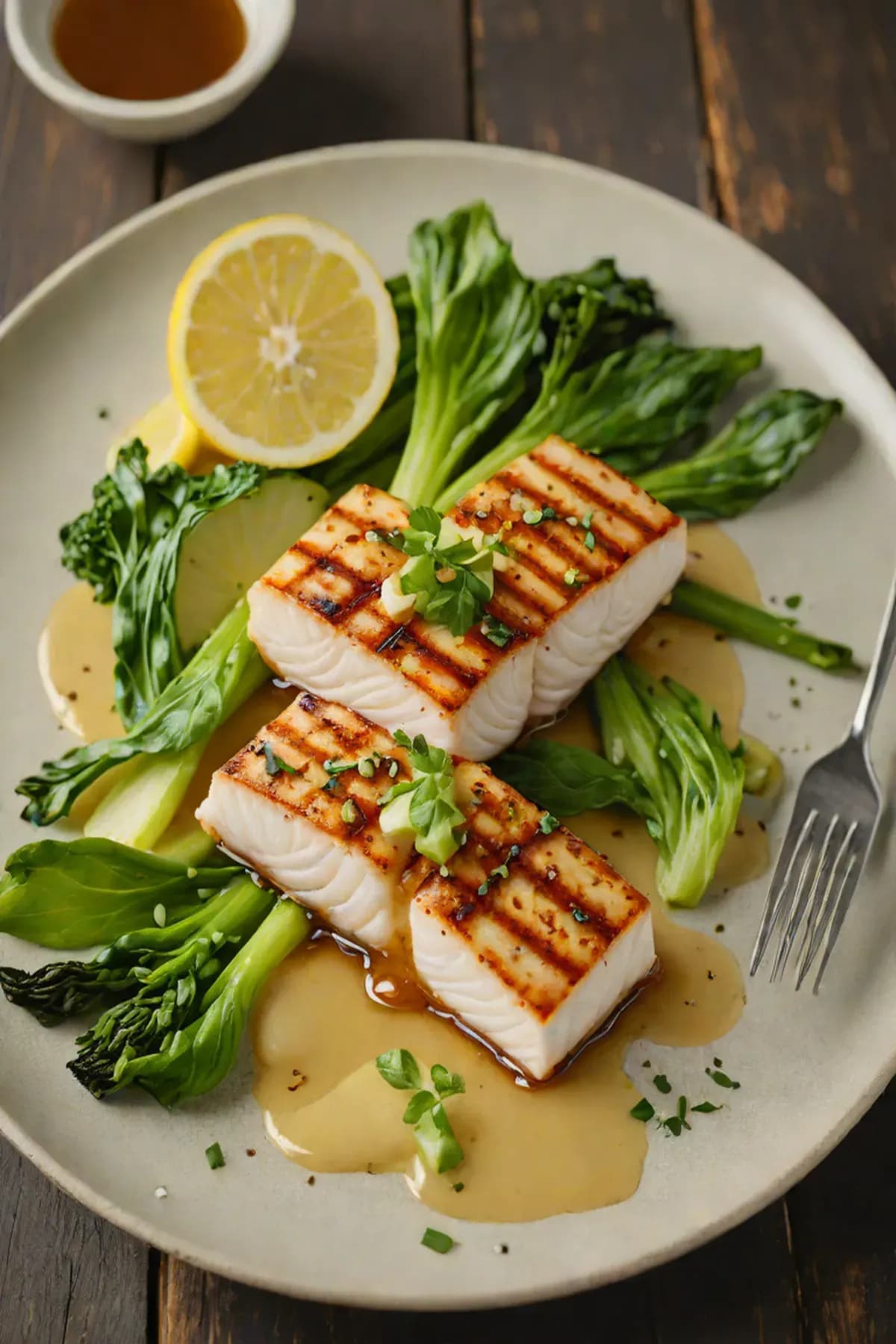 Grilled Halibut with Pak Choi