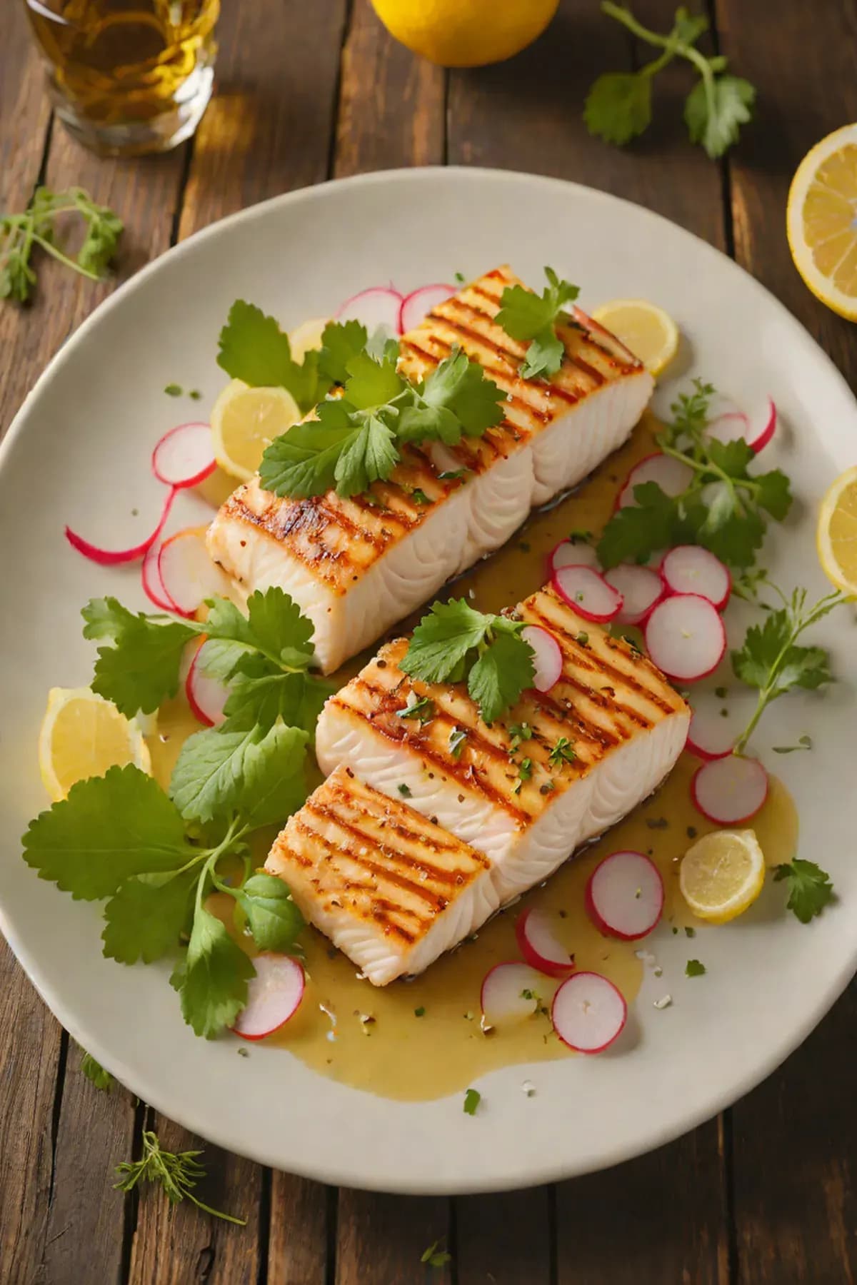 Grilled Halibut with Radish and Citrus Glaze