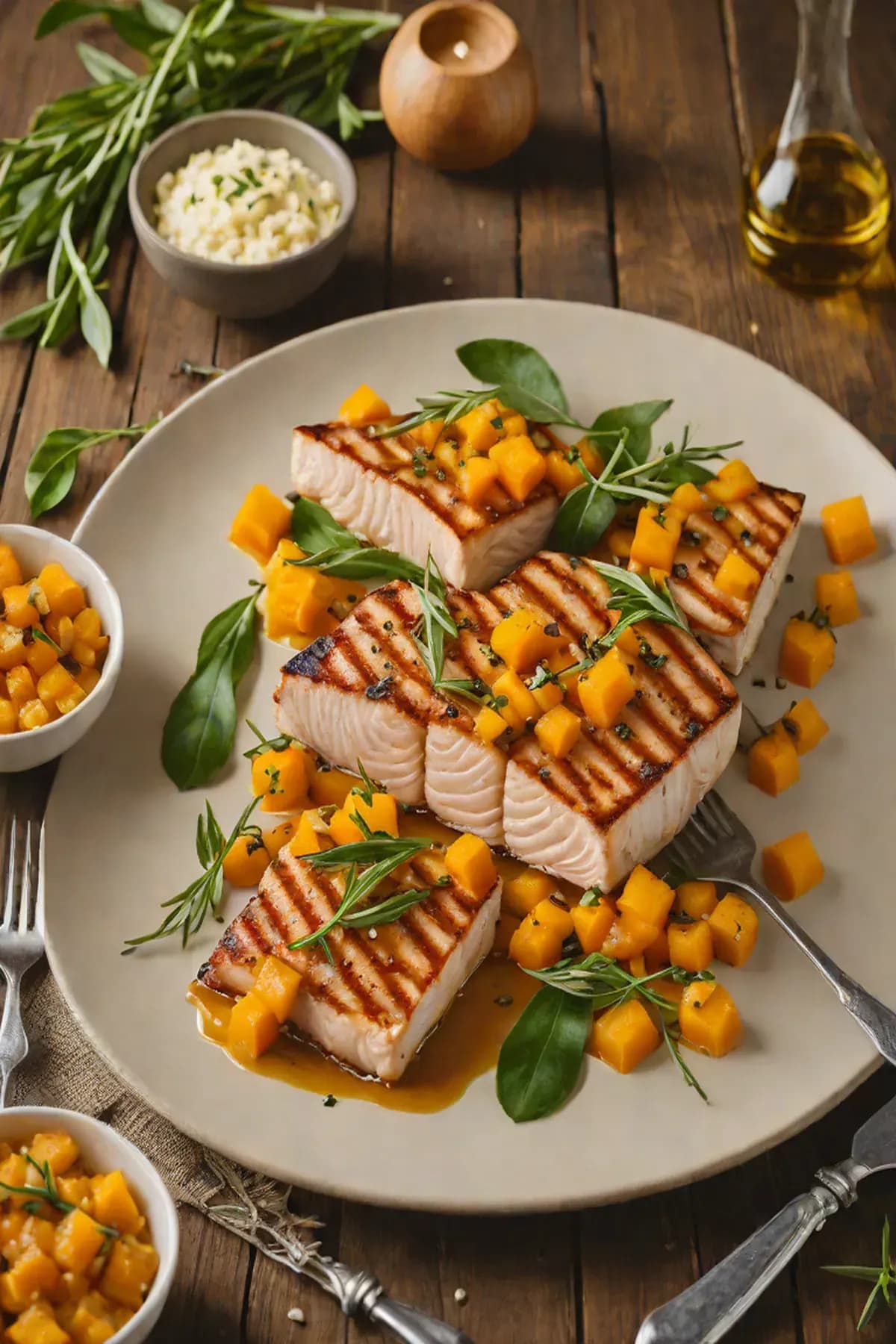 Grilled Swordfish with Butternut Squash