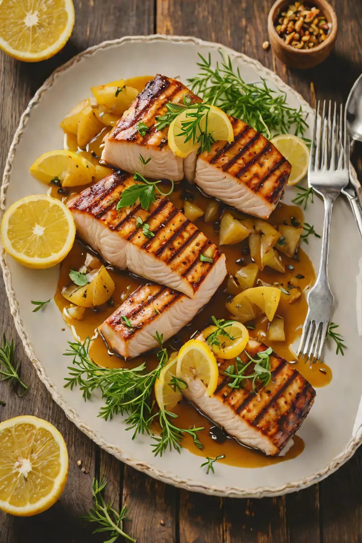 Grilled Swordfish with Caramelized Onion and Citrus Glaze