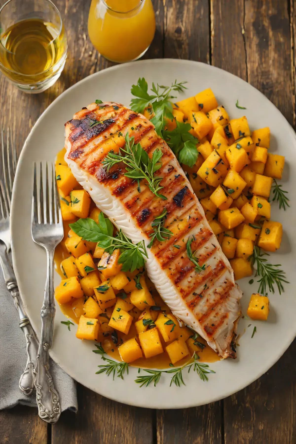Grilled Tilapia with Butternut Squash