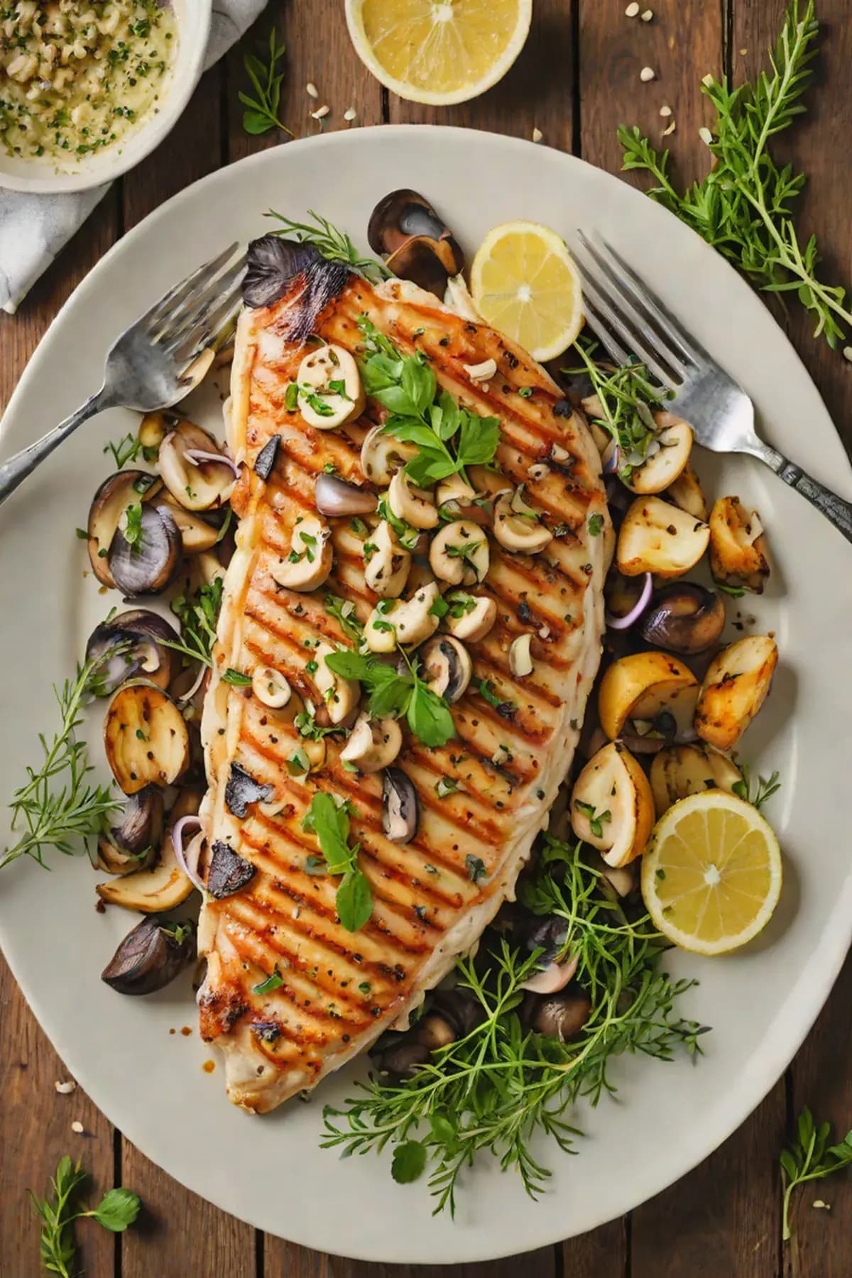 Grilled Tilapia with Mushroom and Garlic Butter