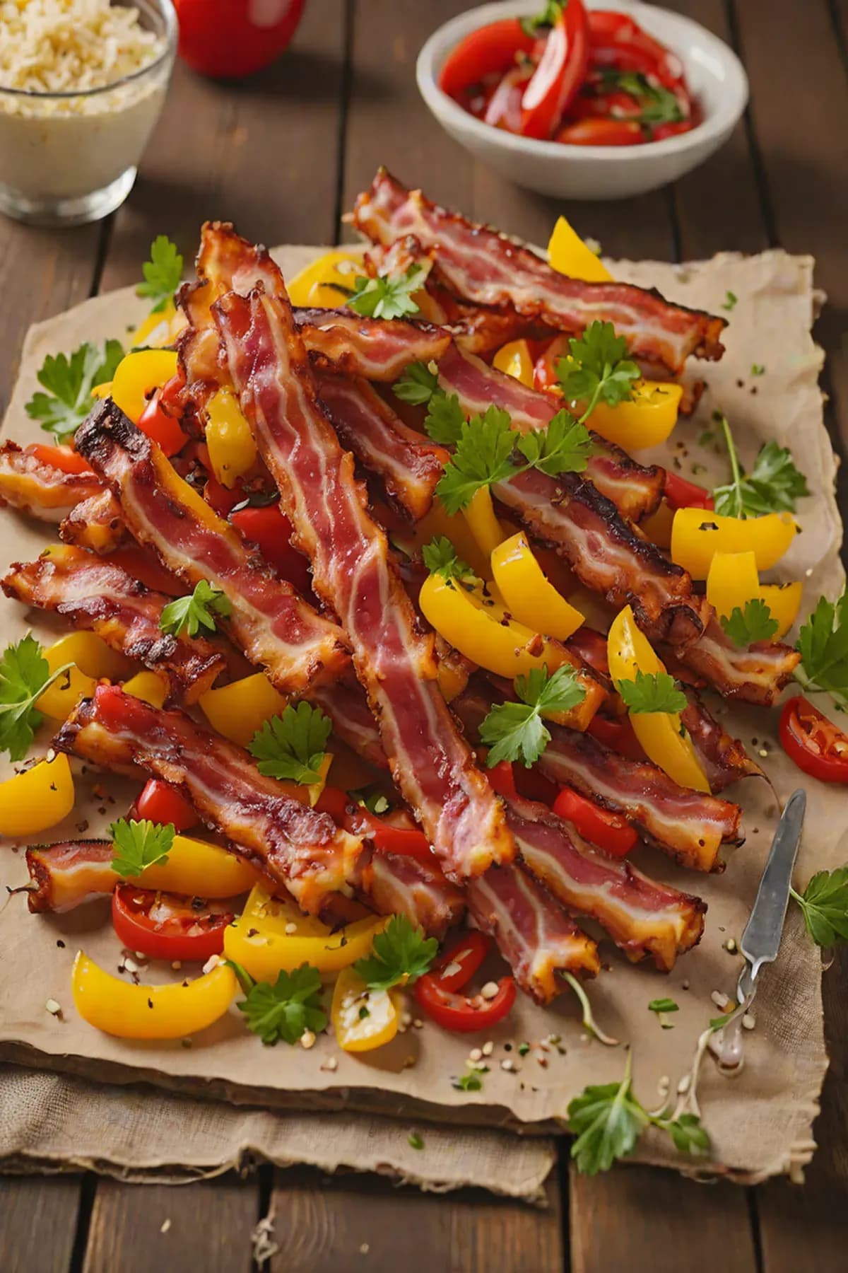 Roasted Bacon with Bell Pepper