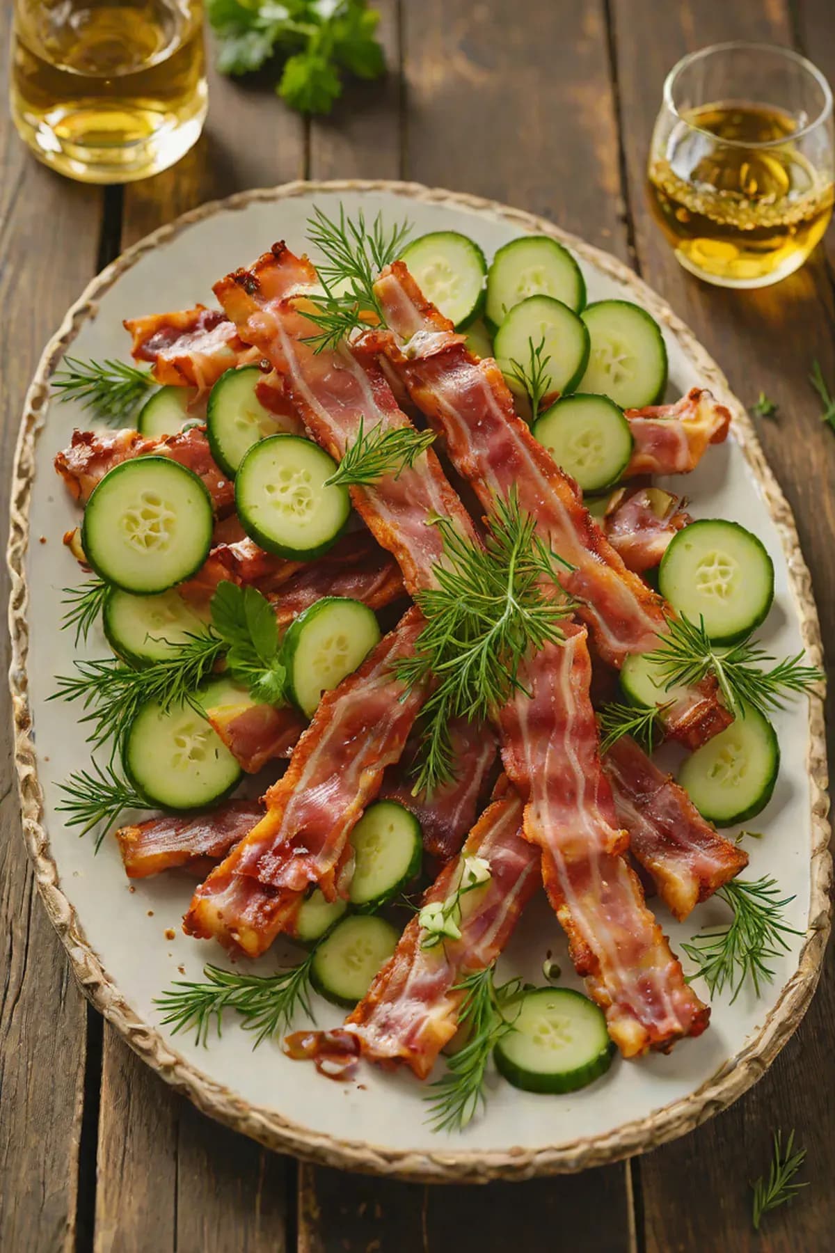 Roasted Bacon with Cucumber