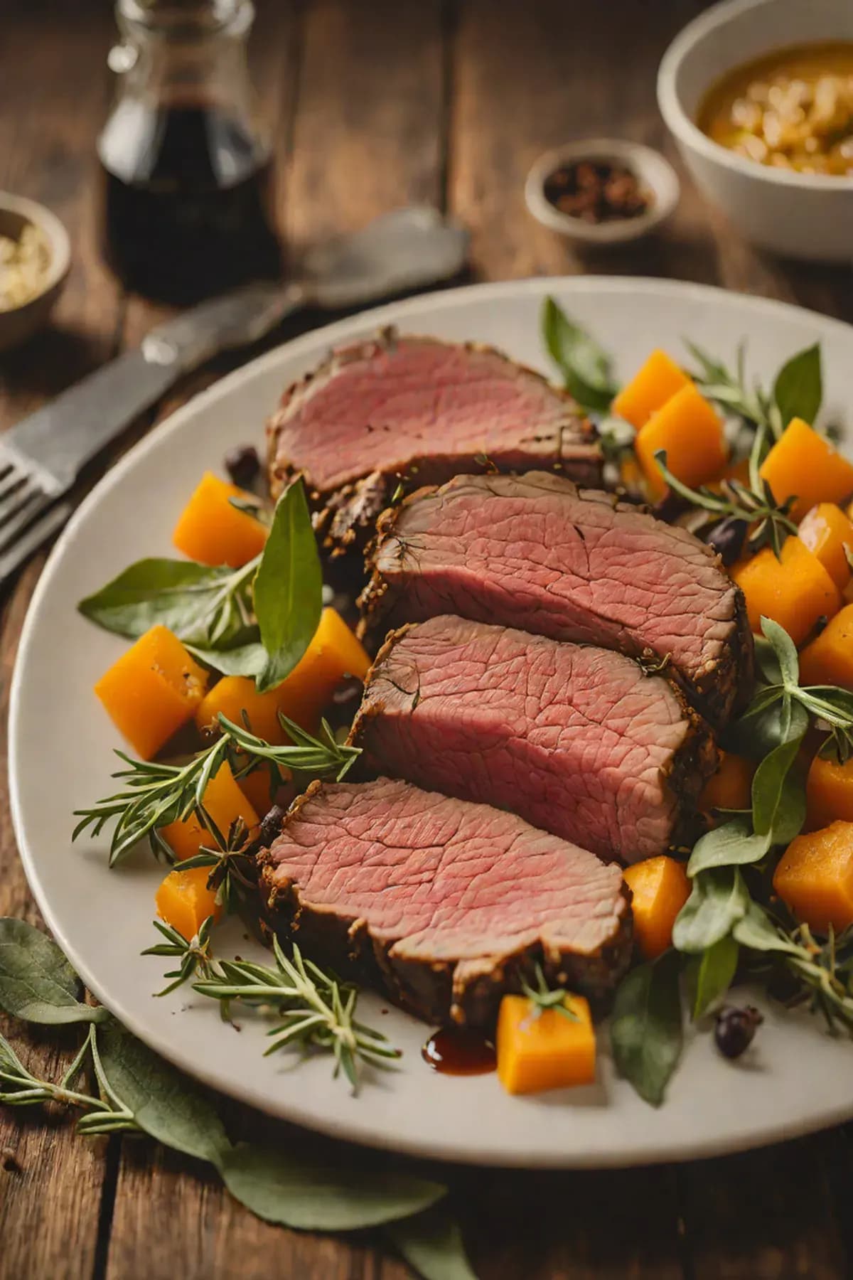 Roasted Beef with Pumpkin and Sage