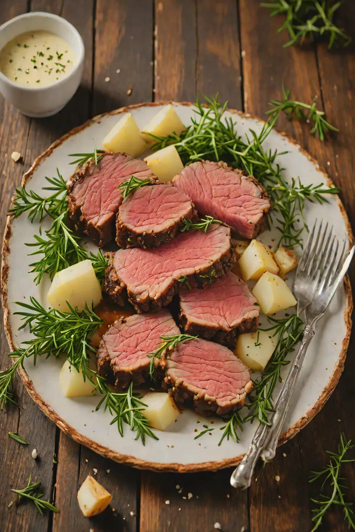 Roasted Beef with Turnip and Herb Crust