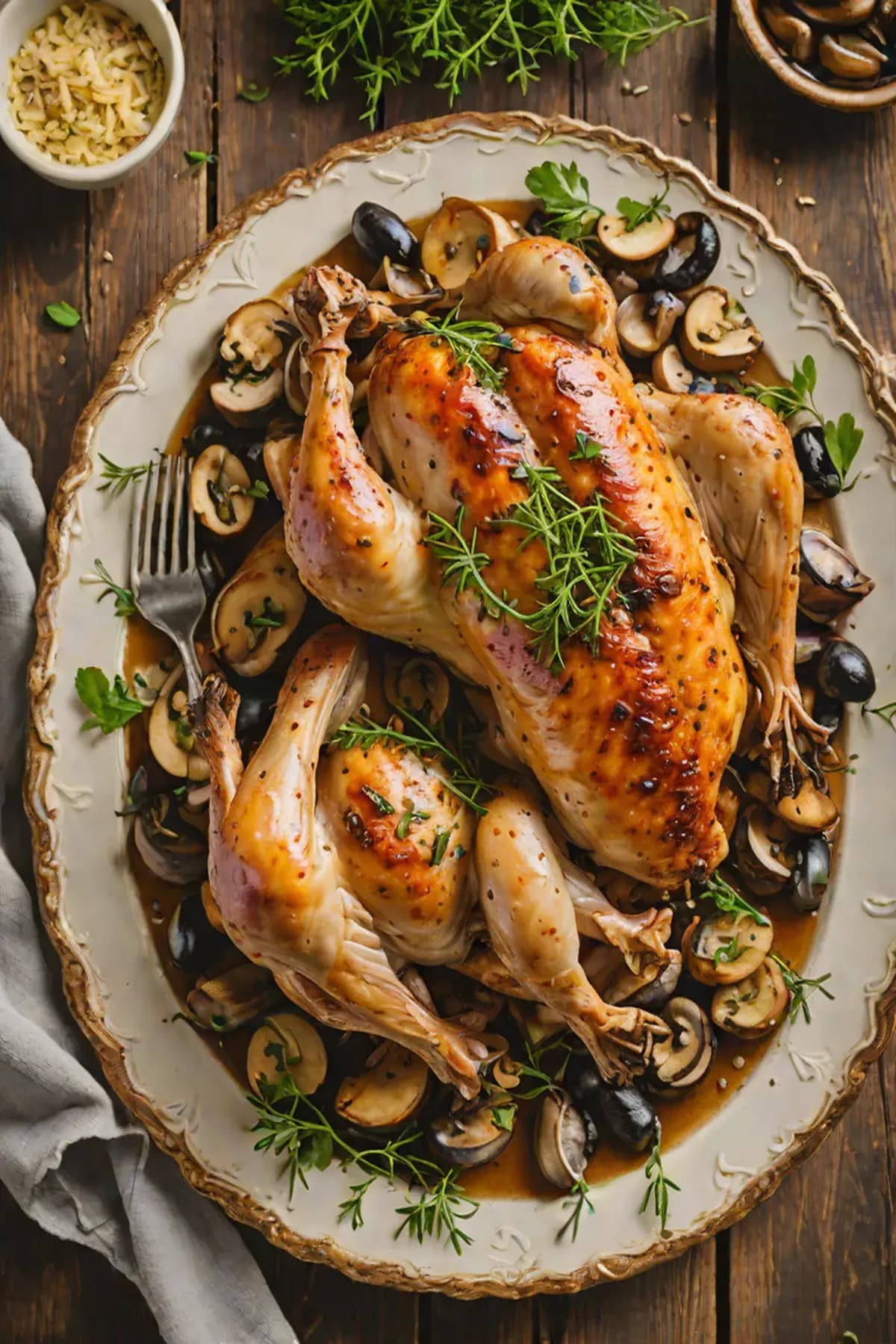 Roasted Chicken with Mushroom and Thyme