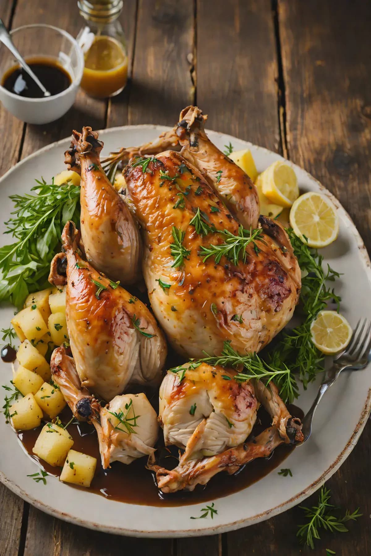 Roasted Chicken with Parsnip and Herb Jus