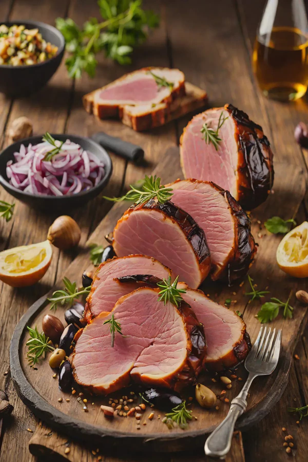 Roasted Ham with Aubergine
