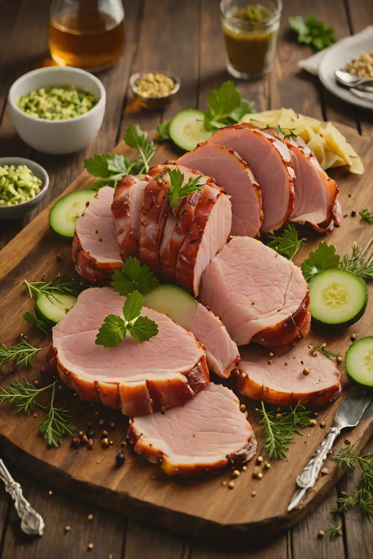 Roasted Ham with Cucumber