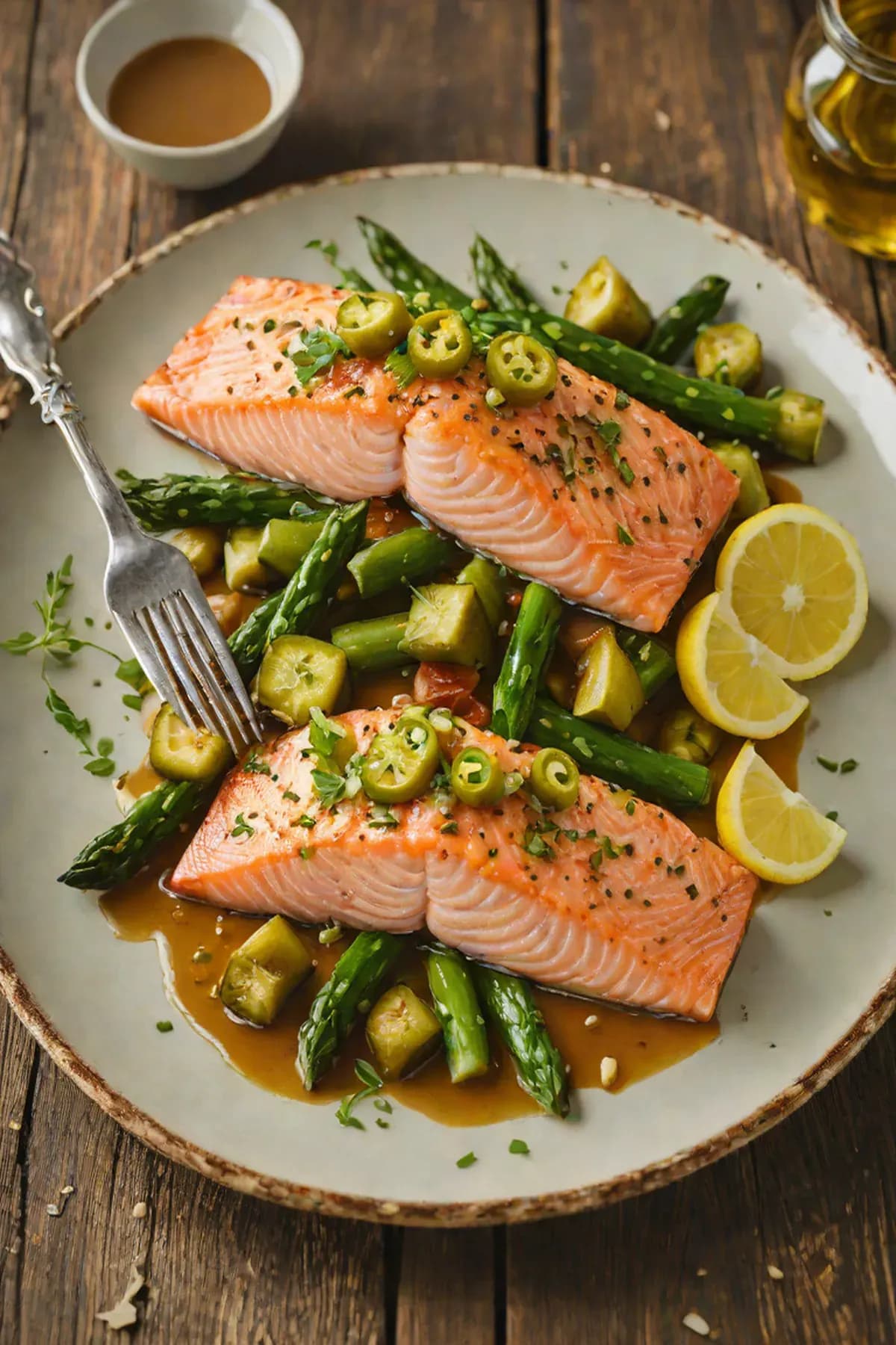 Roasted Salmon with Okra