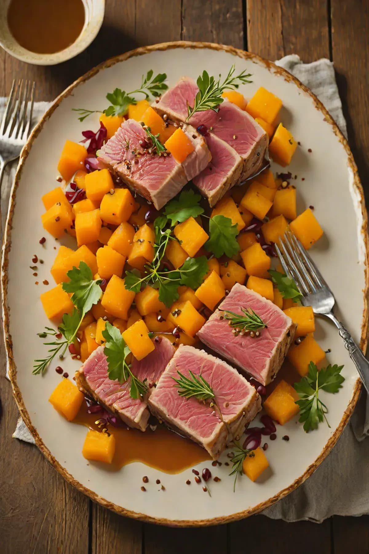 Roasted Tuna with Butternut Squash