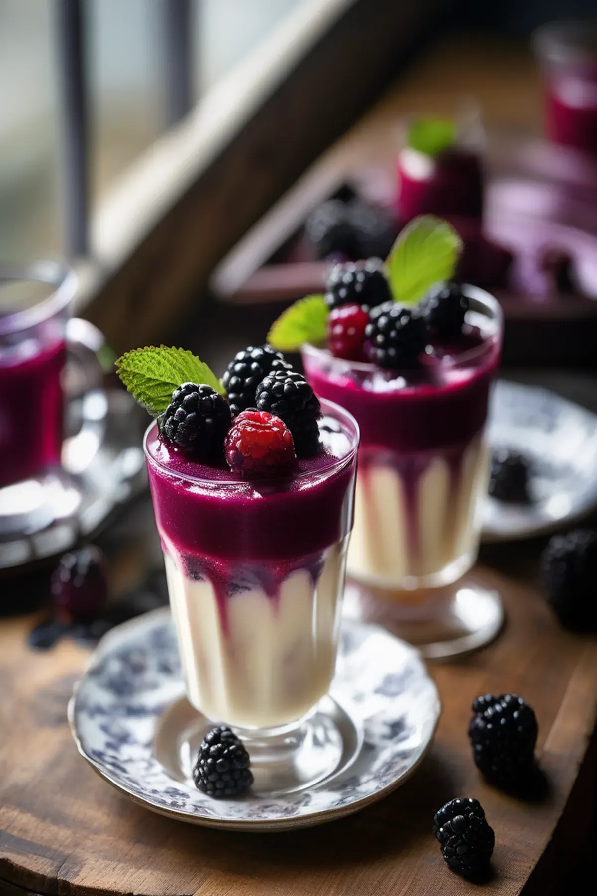 Apple, blackberry & cassis fool