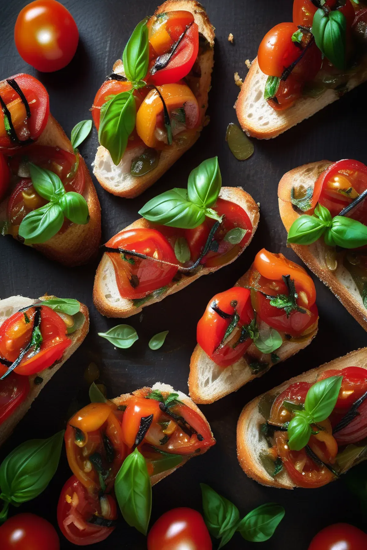 Charred Tomato and Basil Crostini