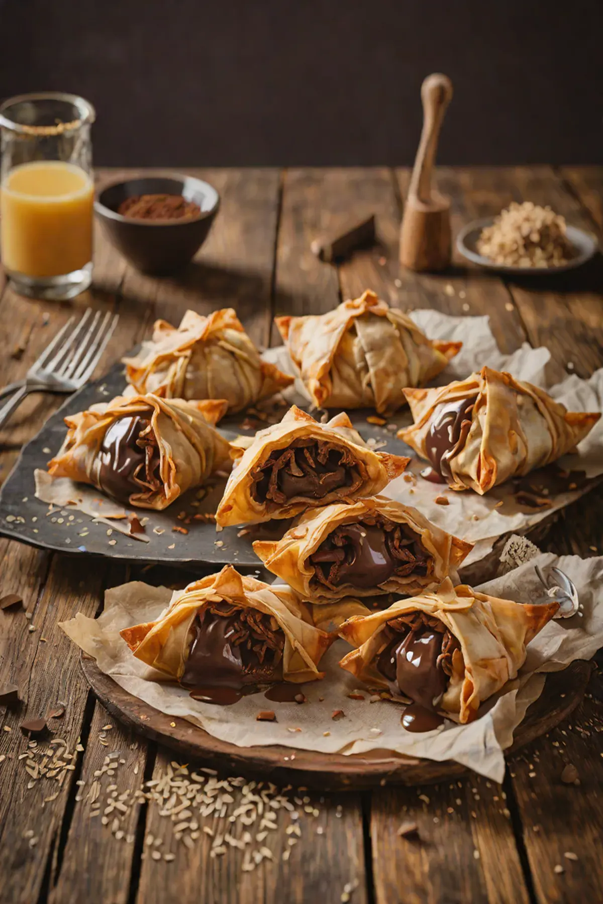Chocolate Filo Parcels