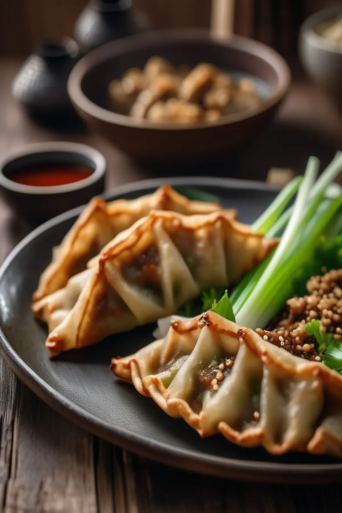 Crispy Pan-Fried Gyoza with Ginger and Garlic