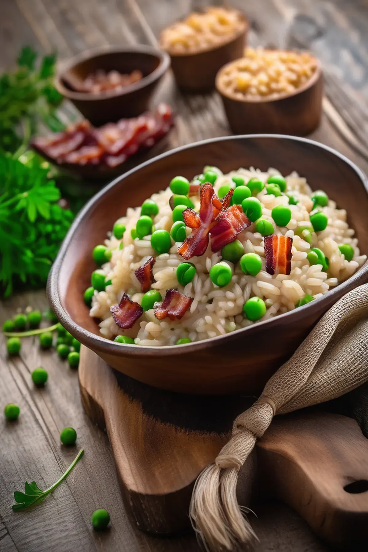 Easy risotto with bacon & peas
