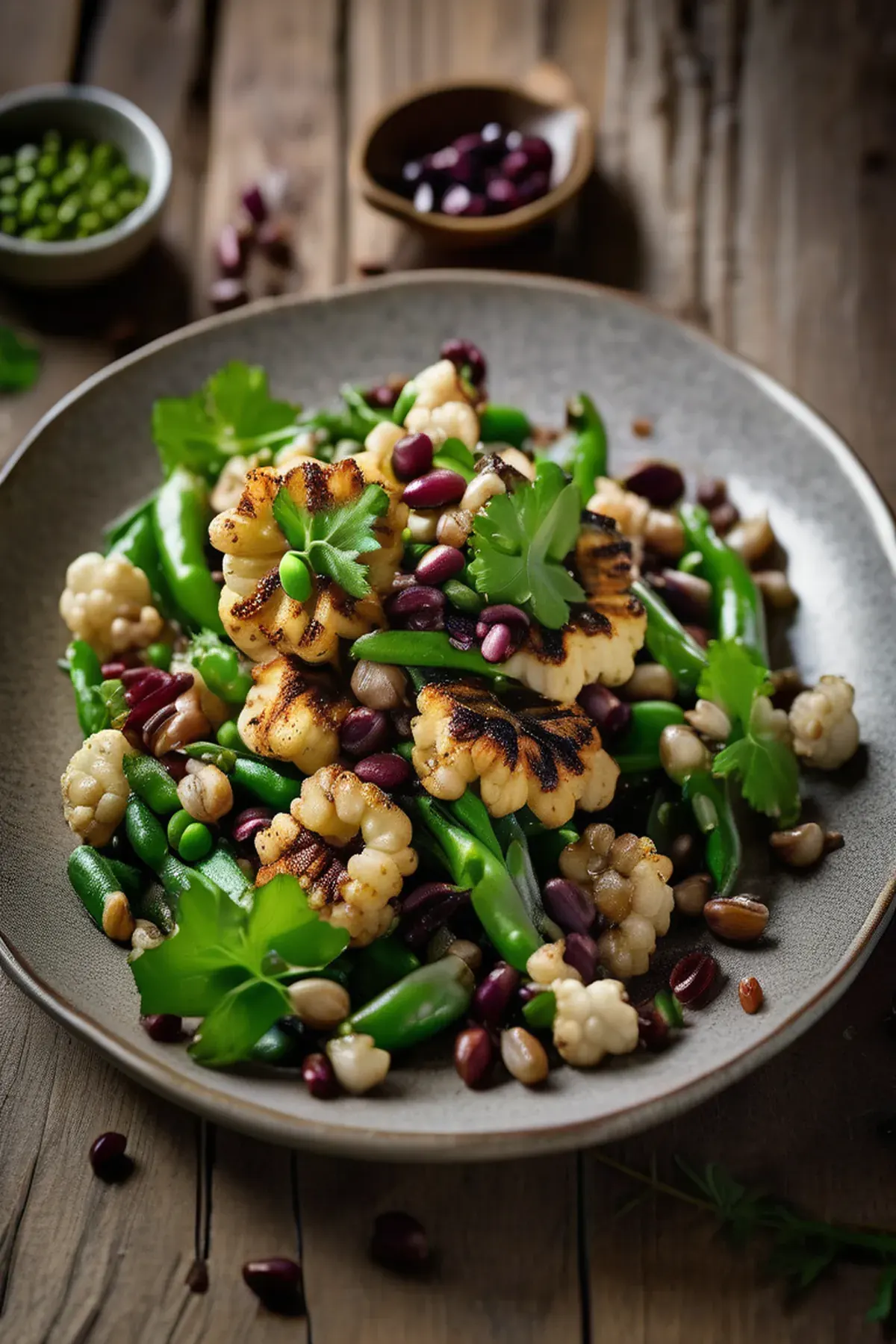 Griddled cauliflower with beans & anchovy dressing