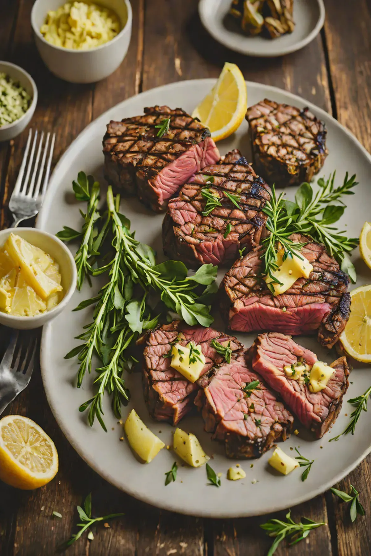 Grilled Beef with Artichoke and Lemon Herb Butter