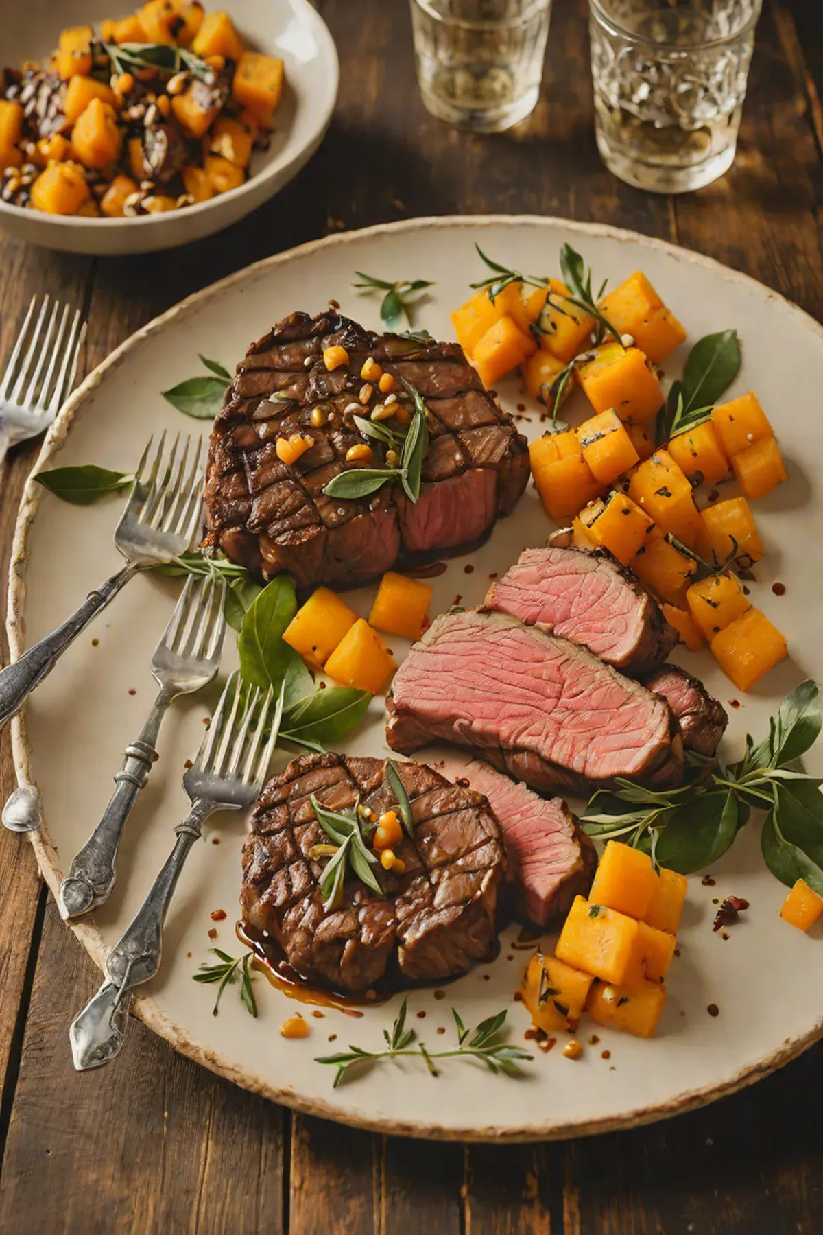 Grilled Beef with Butternut Squash and Sage Brown Butter
