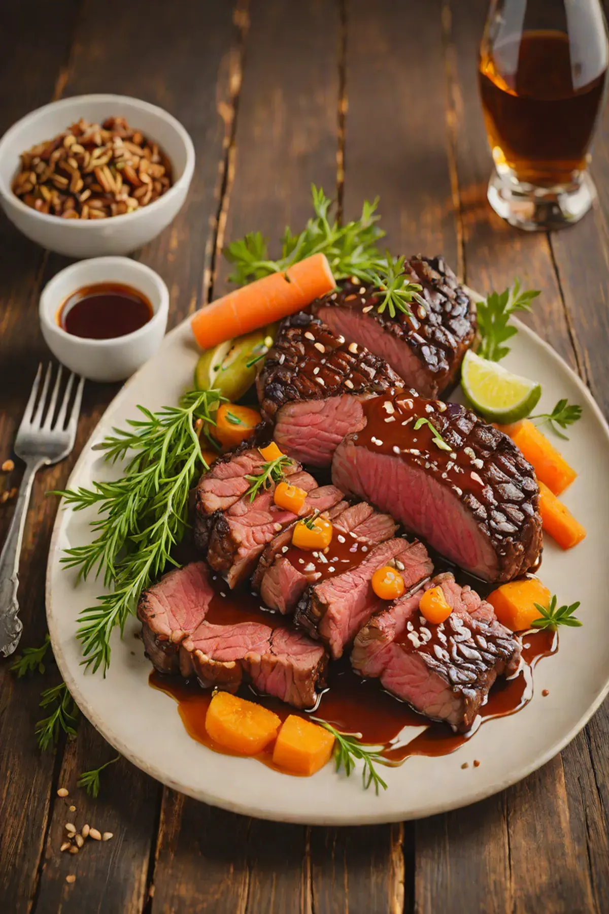 Grilled Beef with Carrot and Ginger Glaze