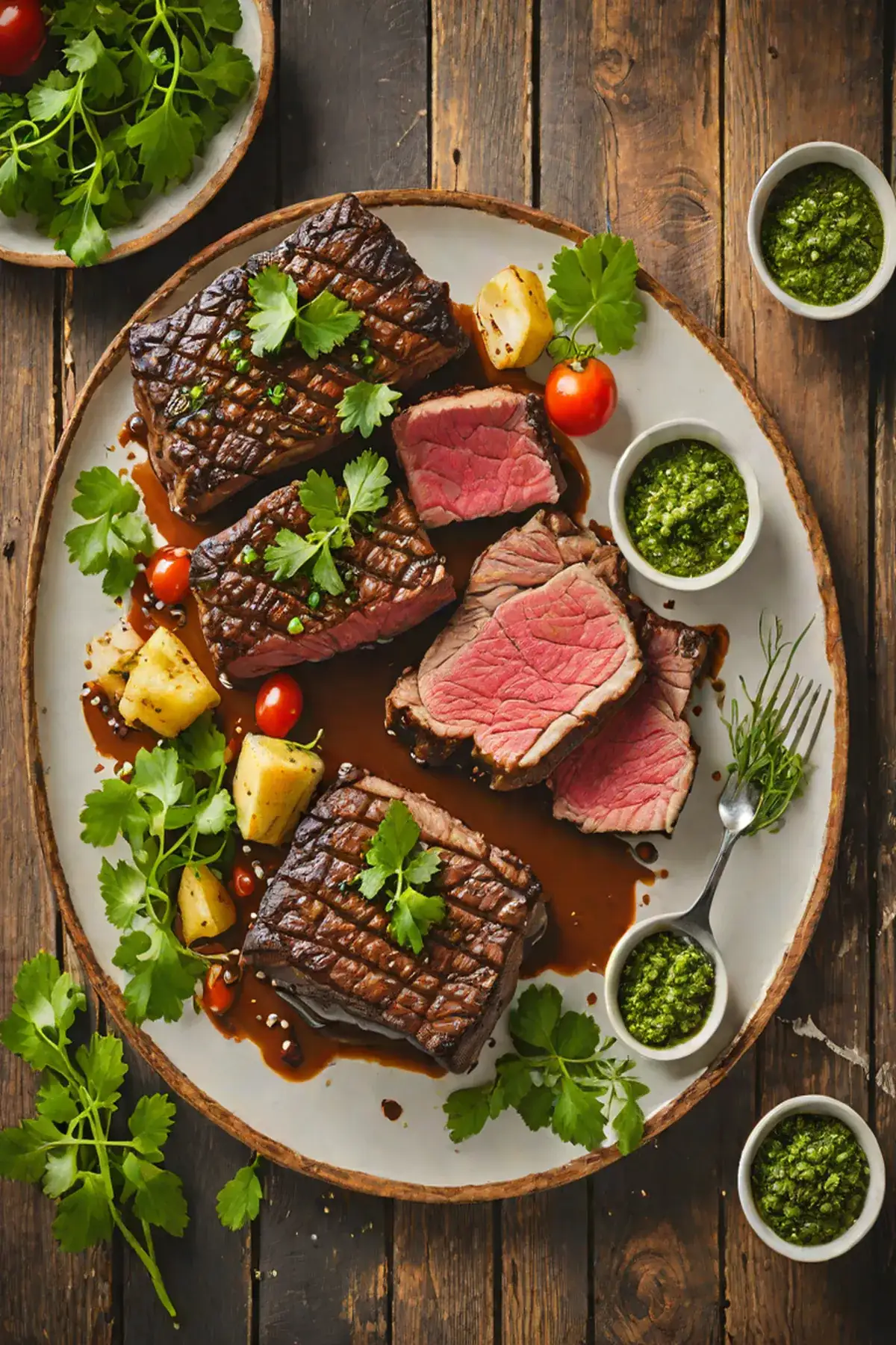 Grilled Beef with Cassava Root and Chimichurri Glaze