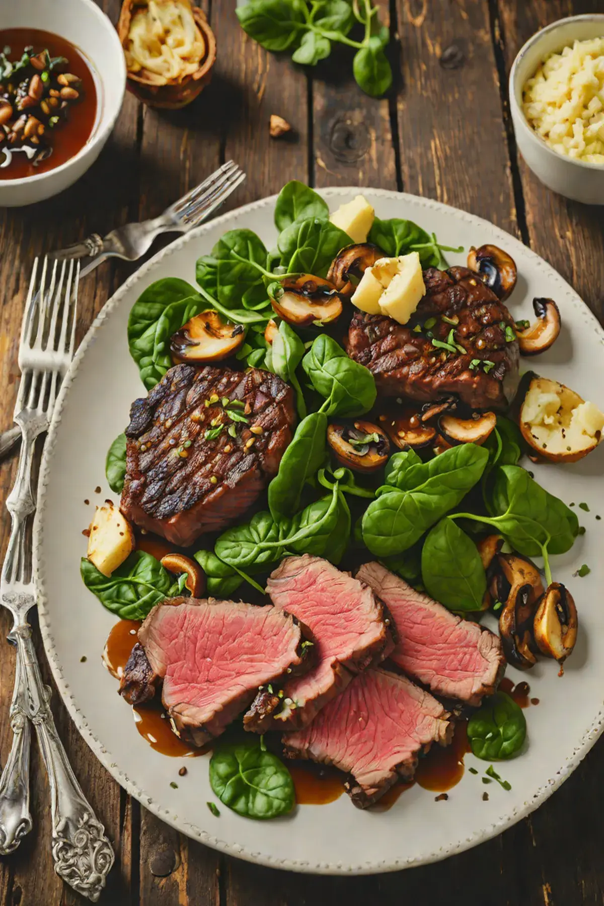 Grilled Beef with Spinach