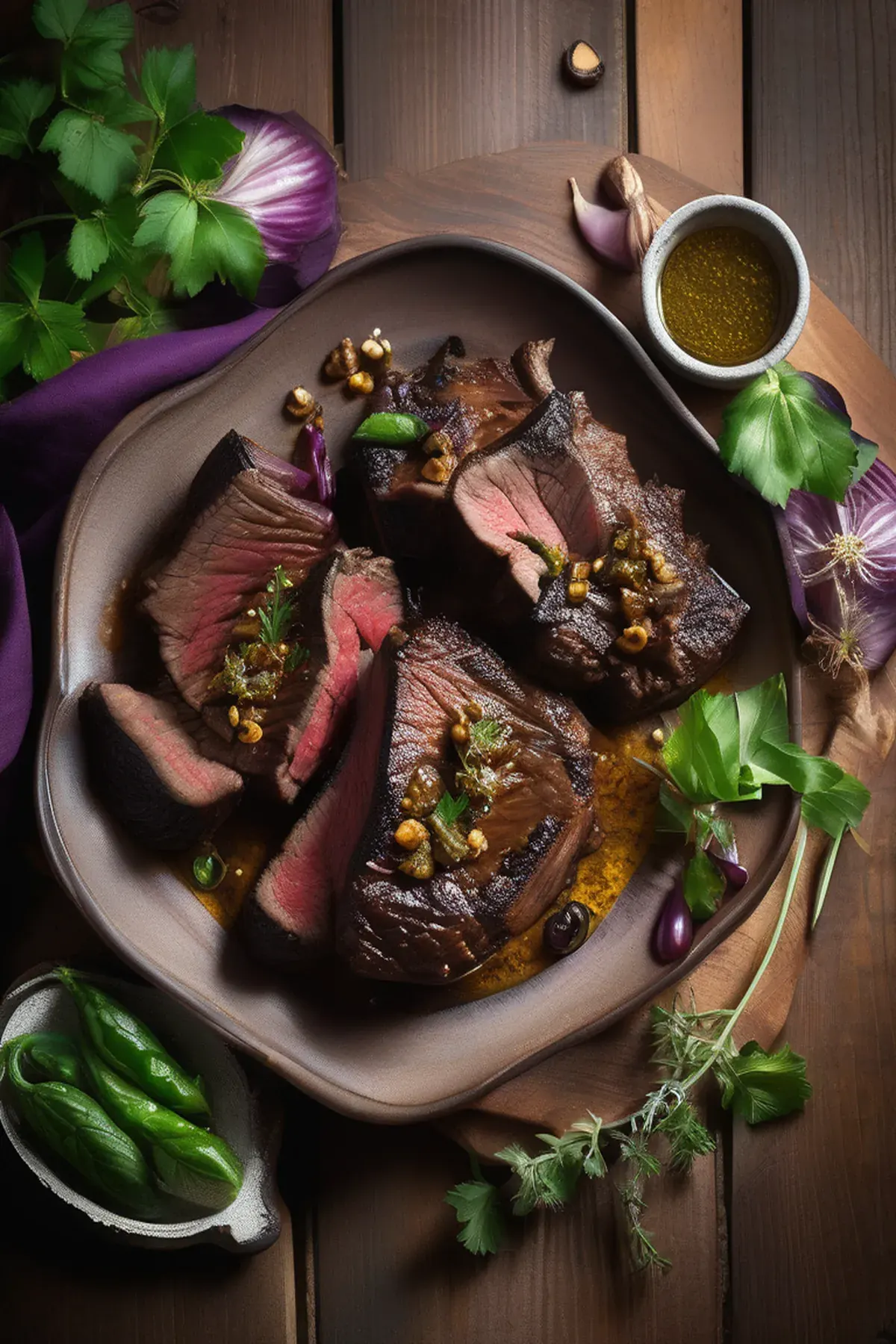 Grilled Bison with Aubergine