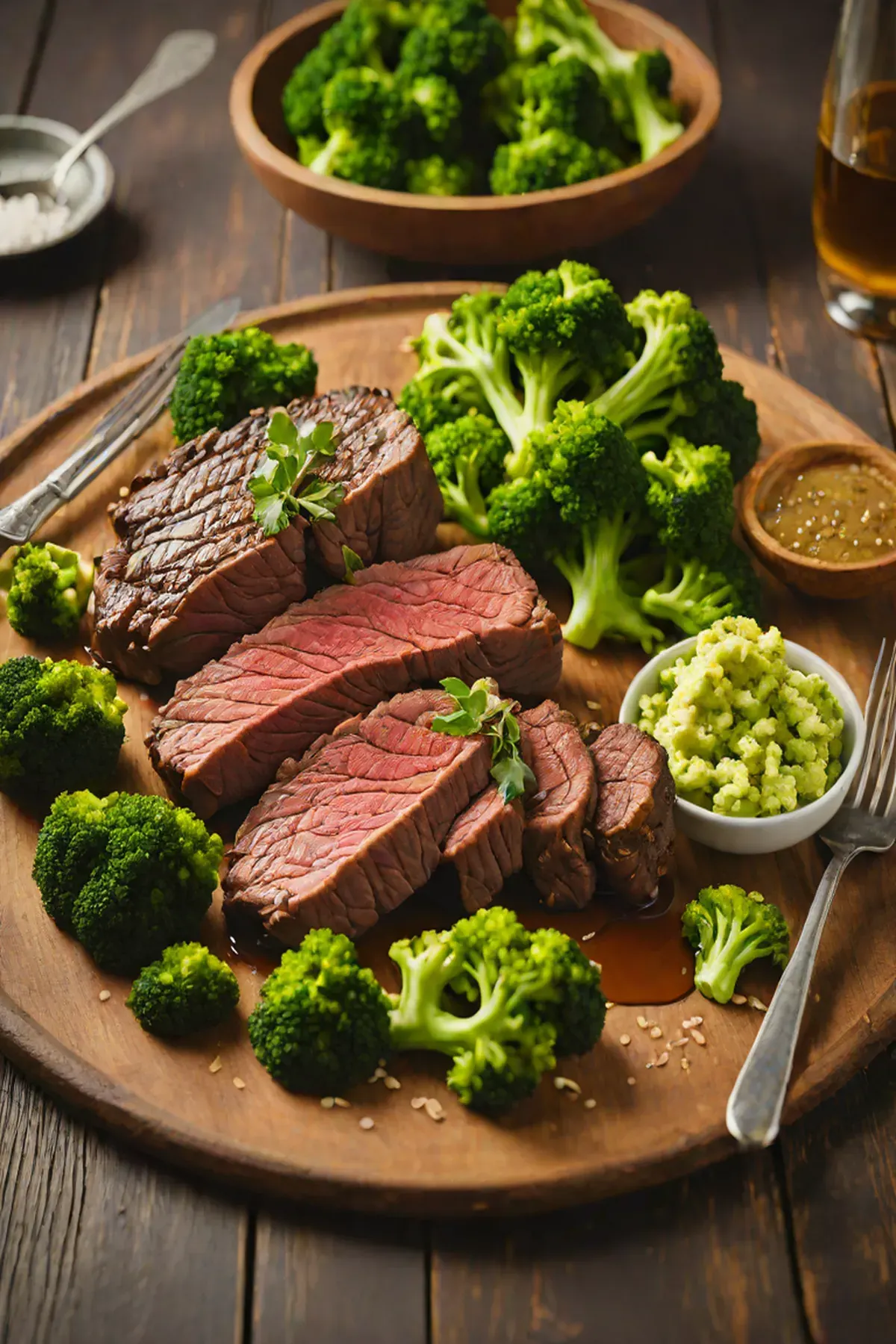Grilled Bison with Broccoli