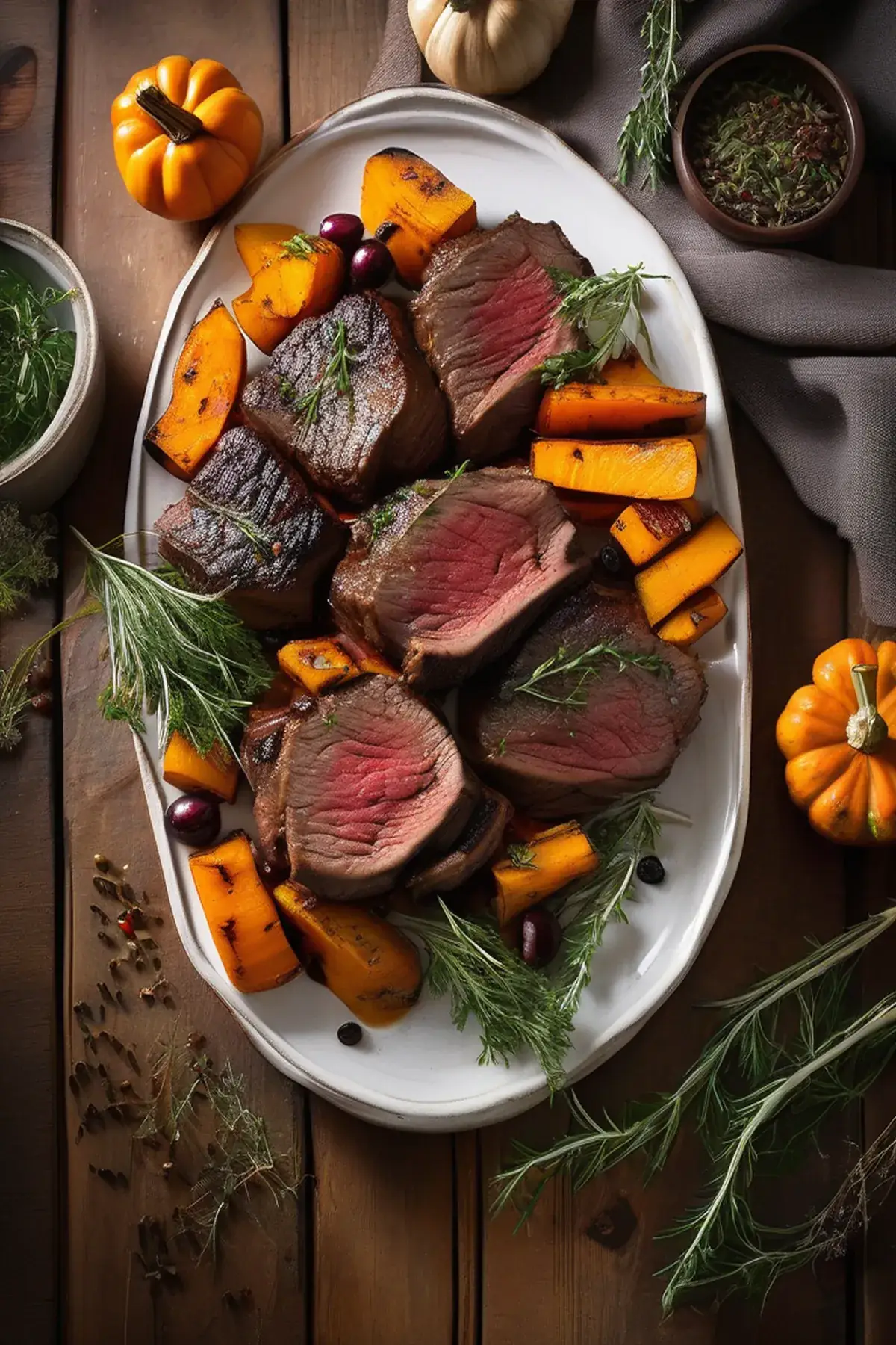 Grilled Bison with Butternut Squash