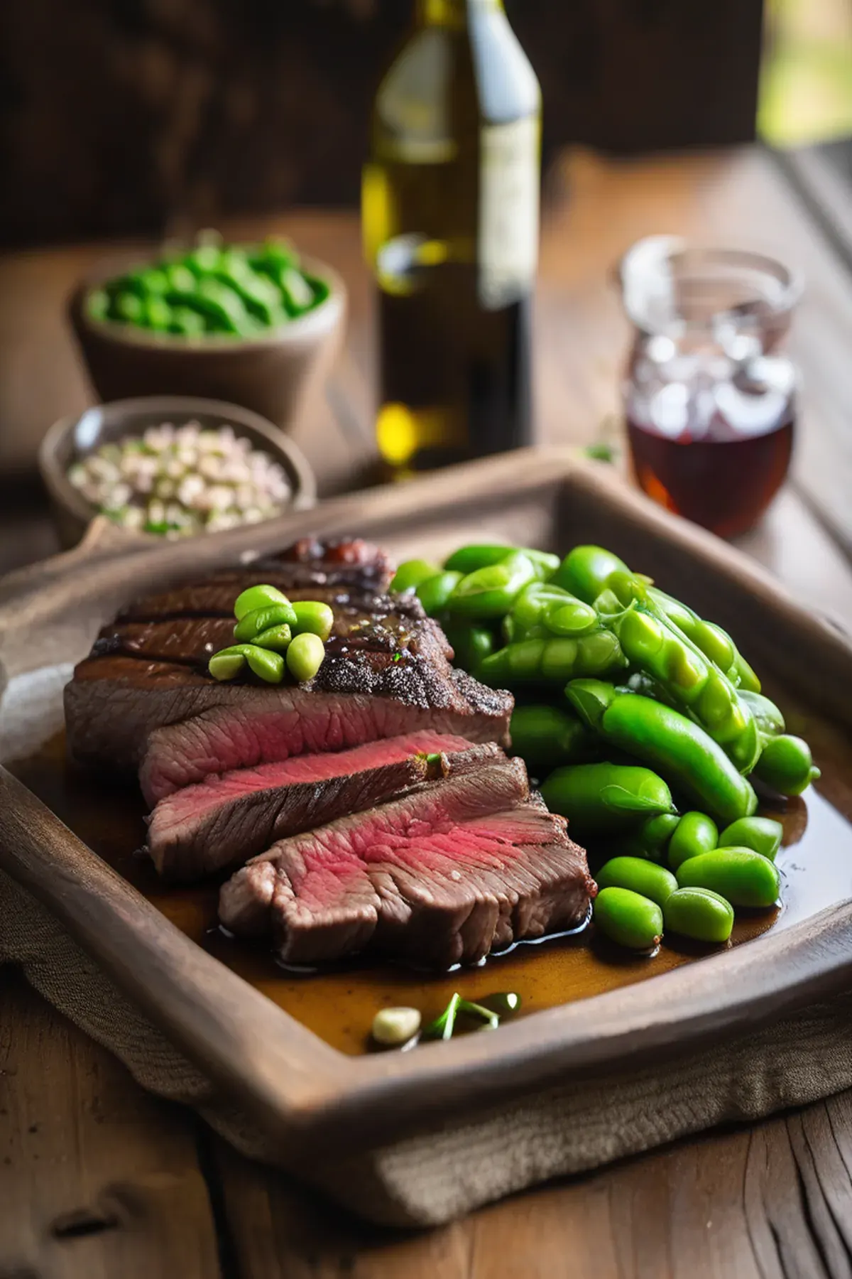 Grilled Bison with Edamame