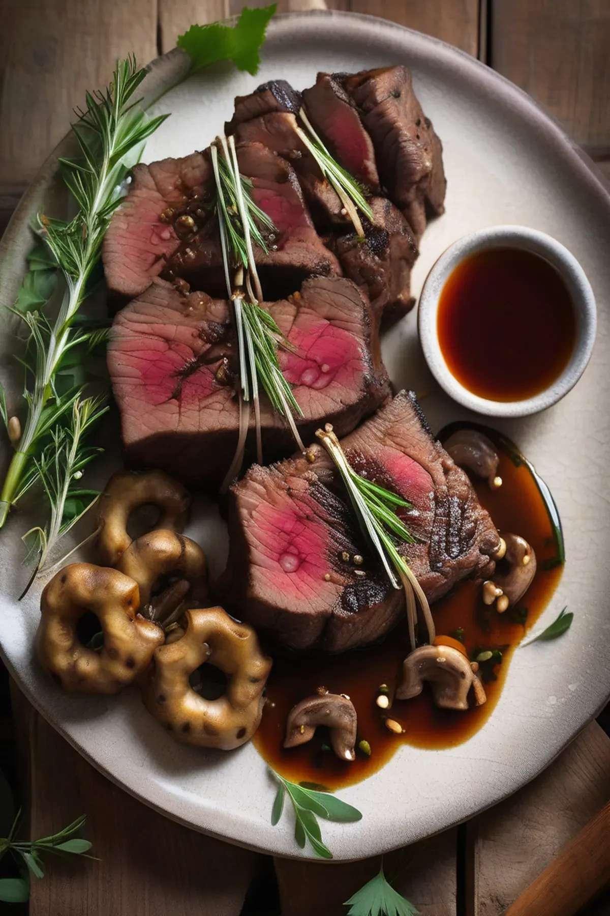 Grilled Bison with Lotus Root