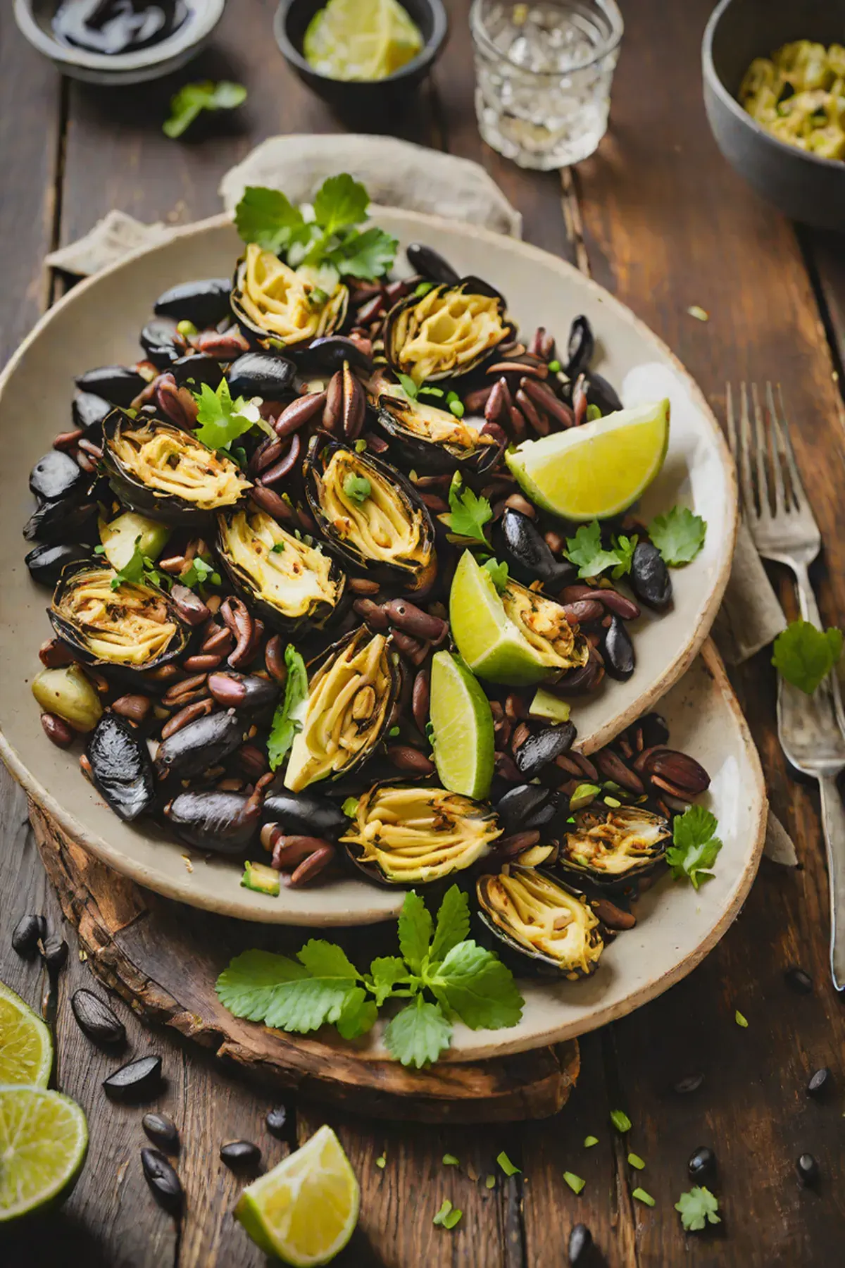 Grilled Black Beans with Artichoke