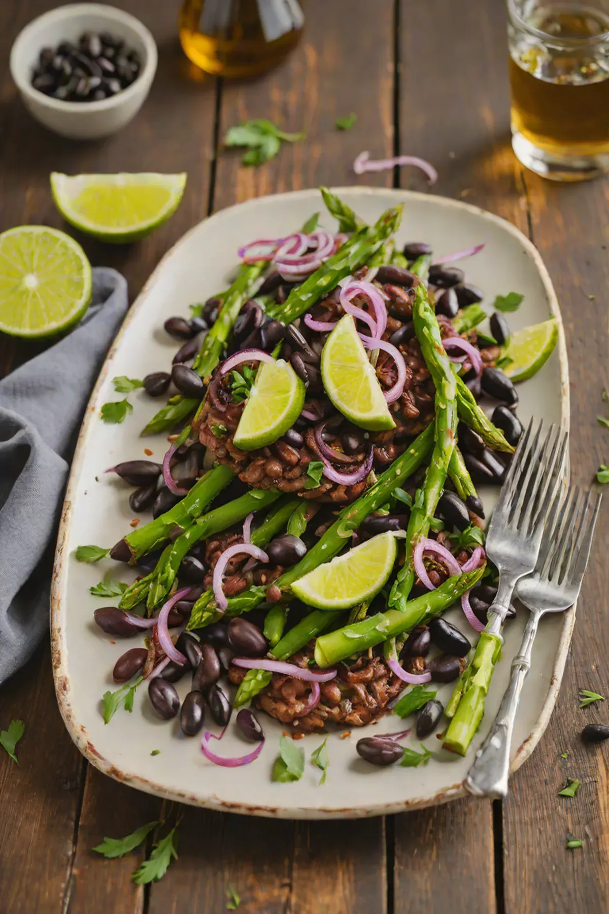 Grilled Black Beans with Asparagus