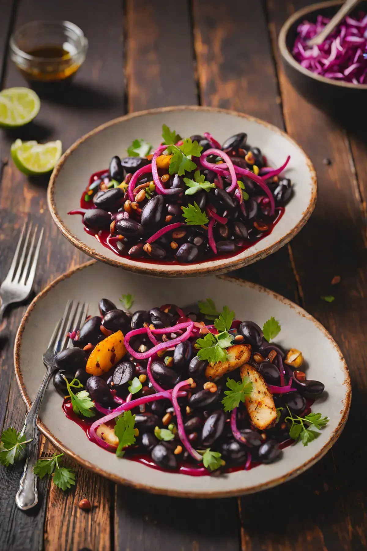 Grilled Black Beans with Beetroot