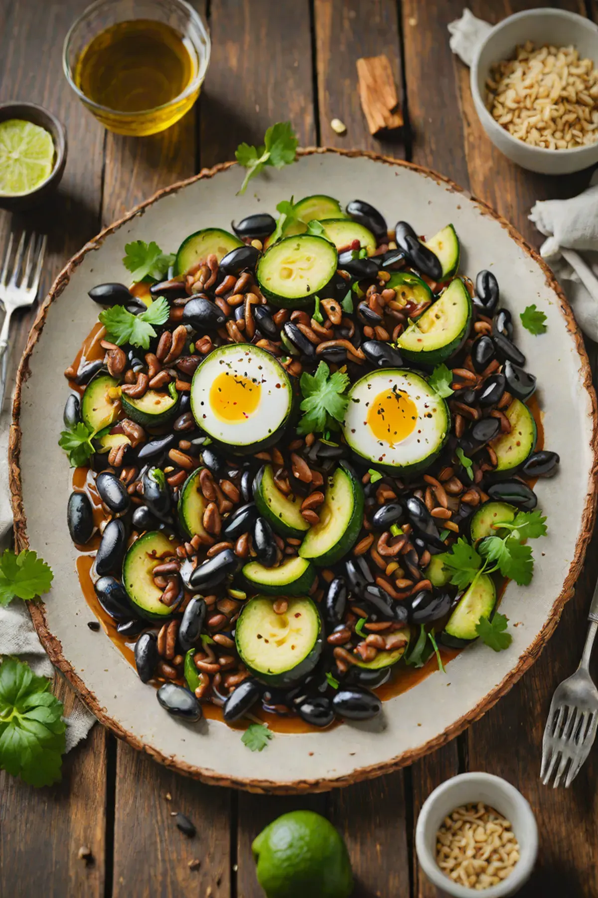 Grilled Black Beans with Courgette