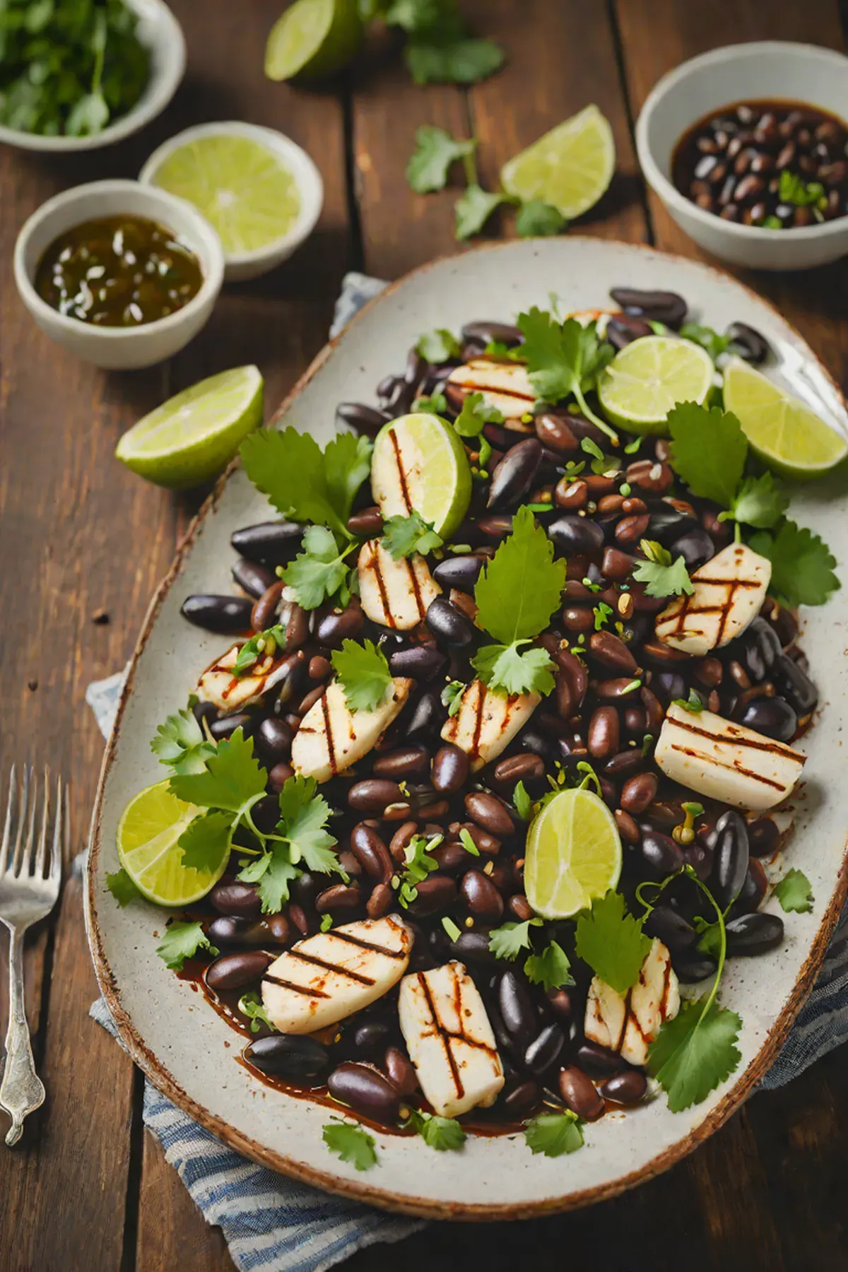 Grilled Black Beans with Daikon