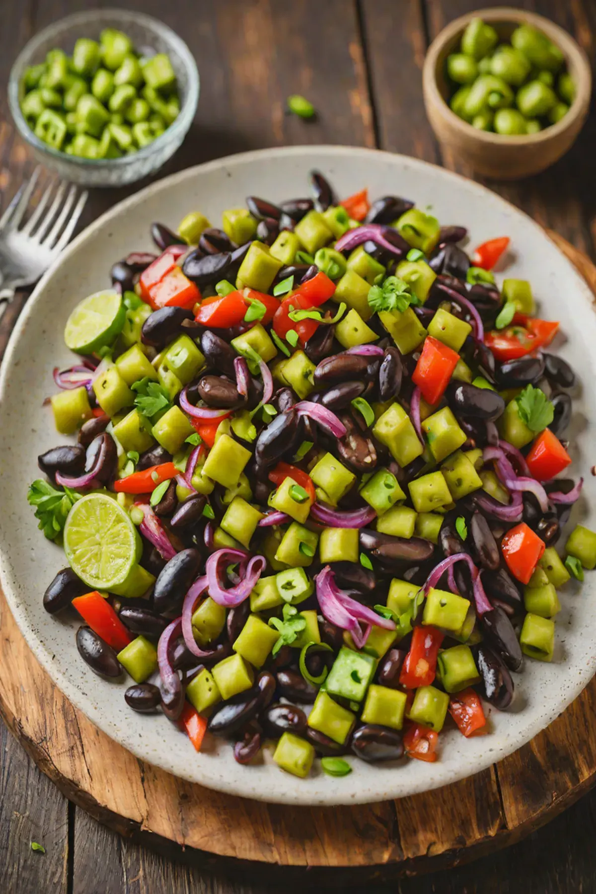 Grilled Black Beans with Edamame