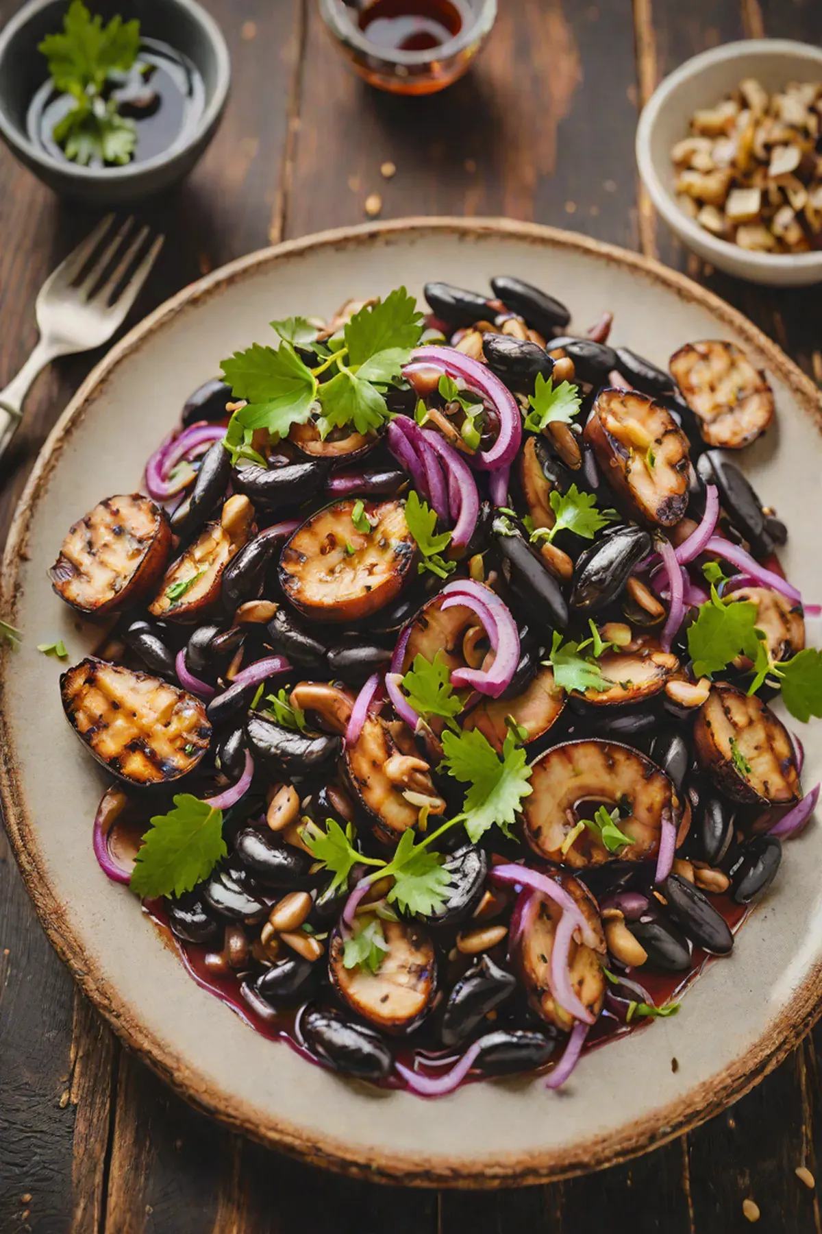 Grilled Black Beans with Mushroom