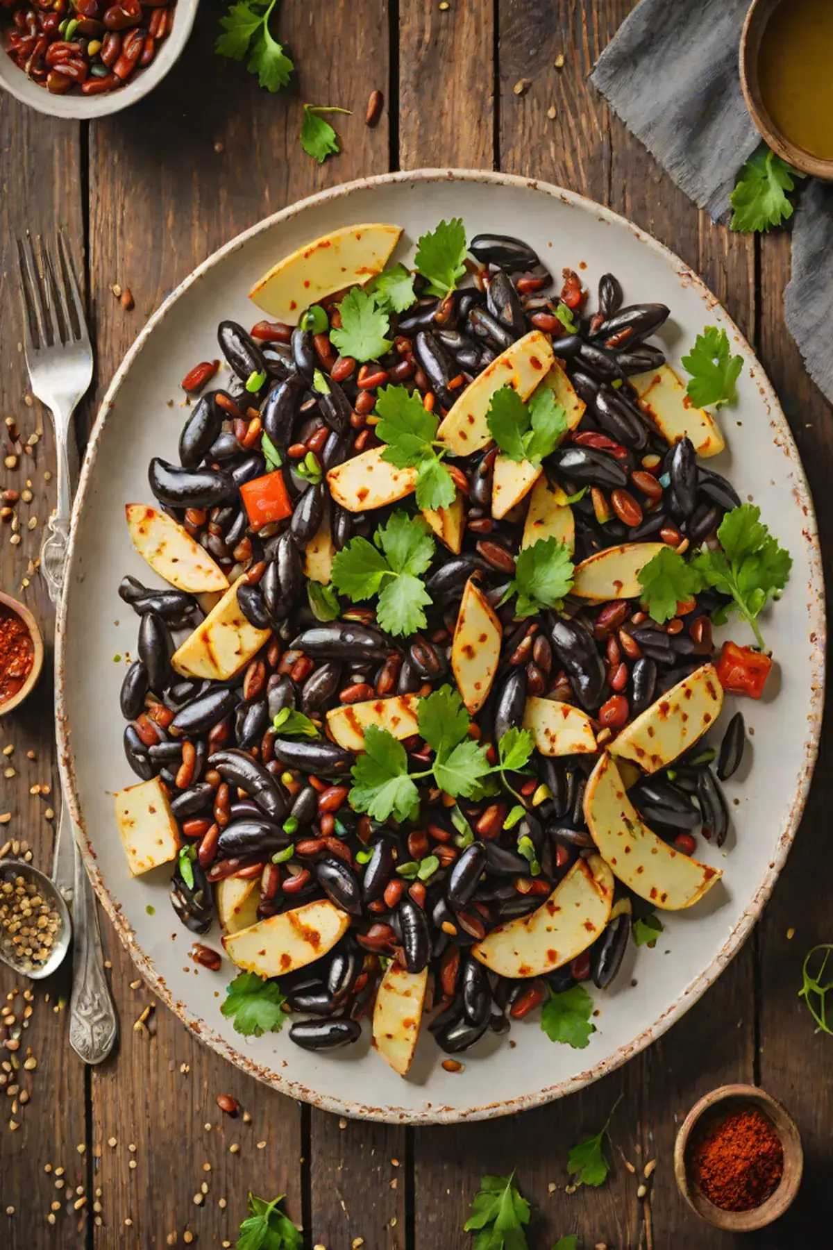 Grilled Black Beans with Parsnip