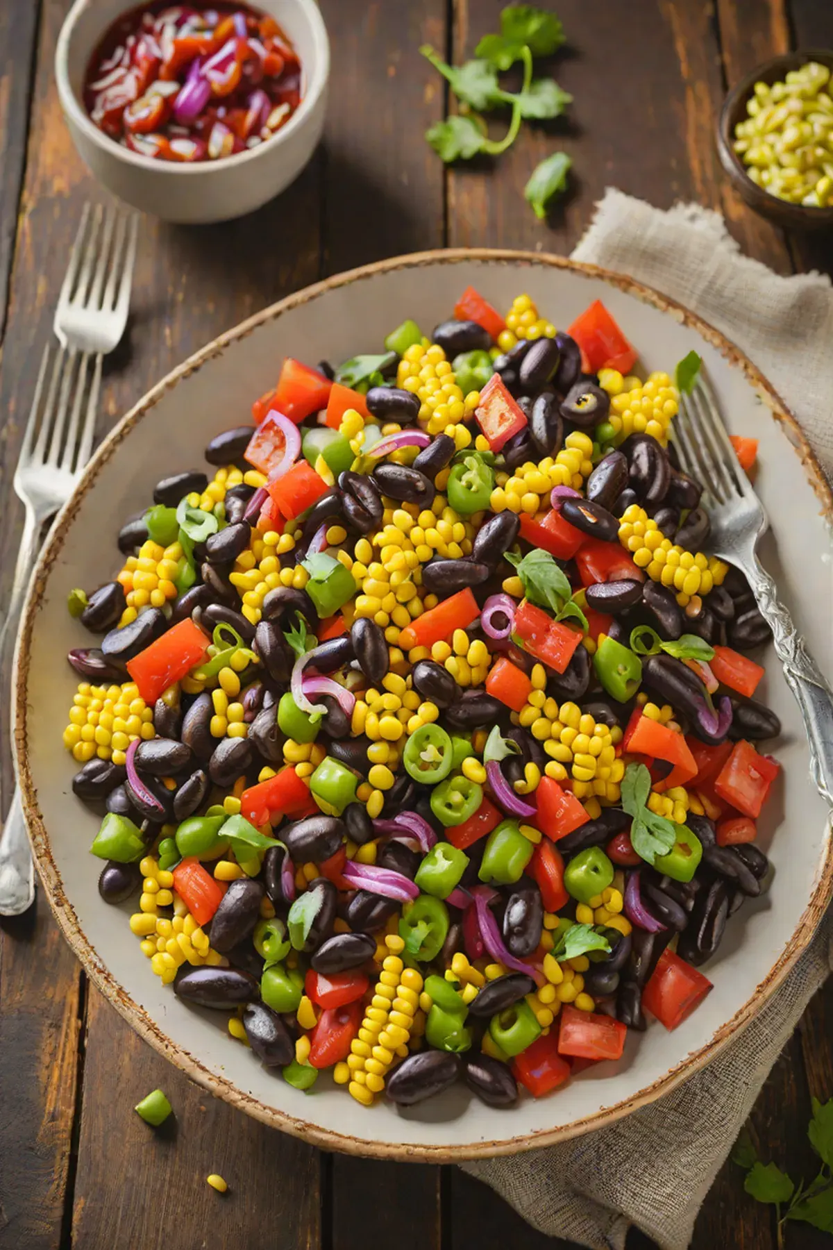 Grilled Black Beans with Pea