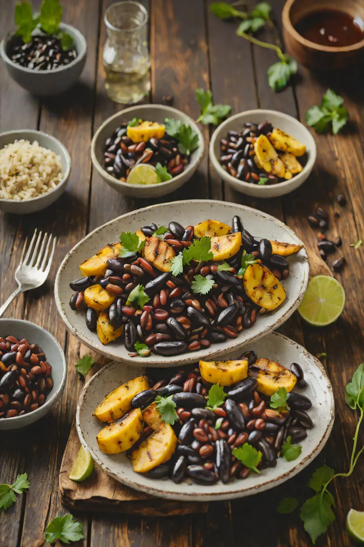 Grilled Black Beans with Plantain