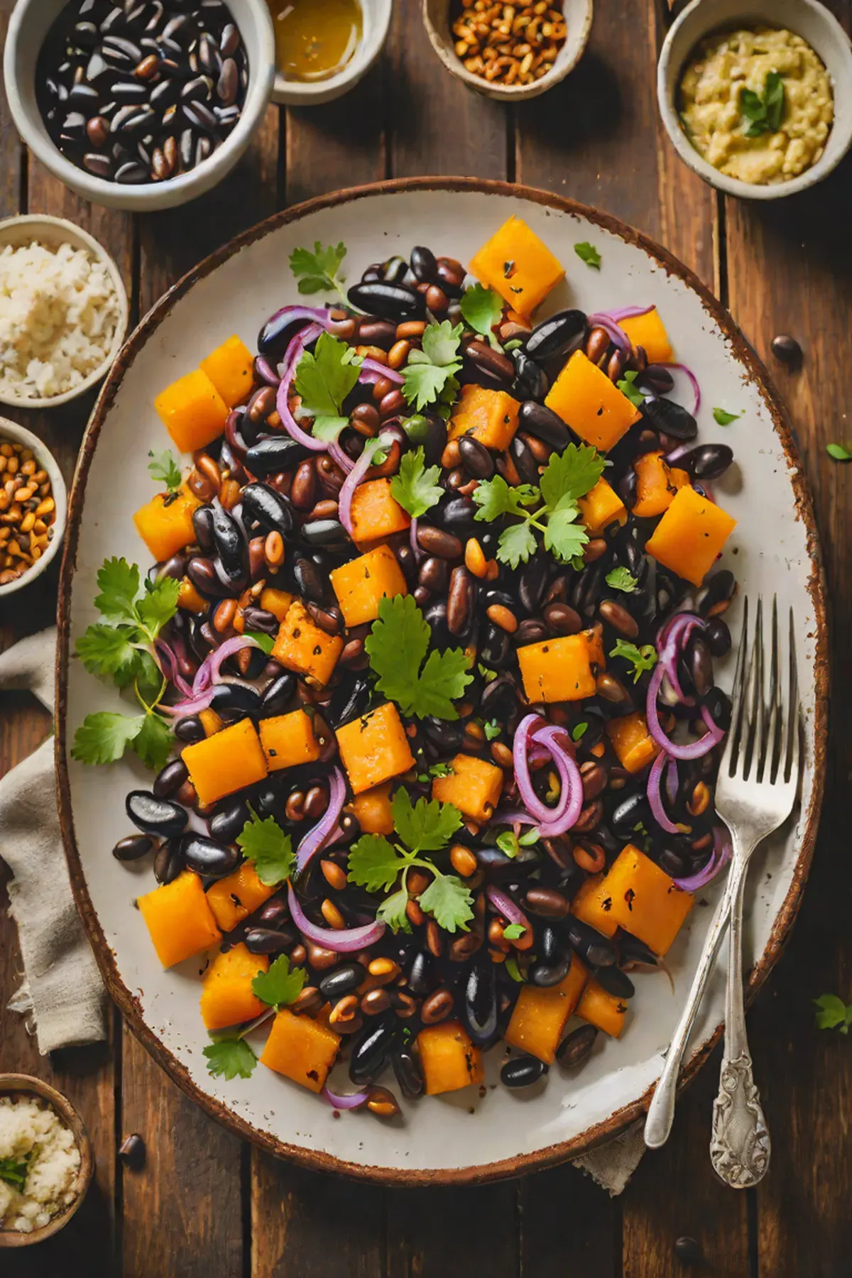 Grilled Black Beans with Pumpkin