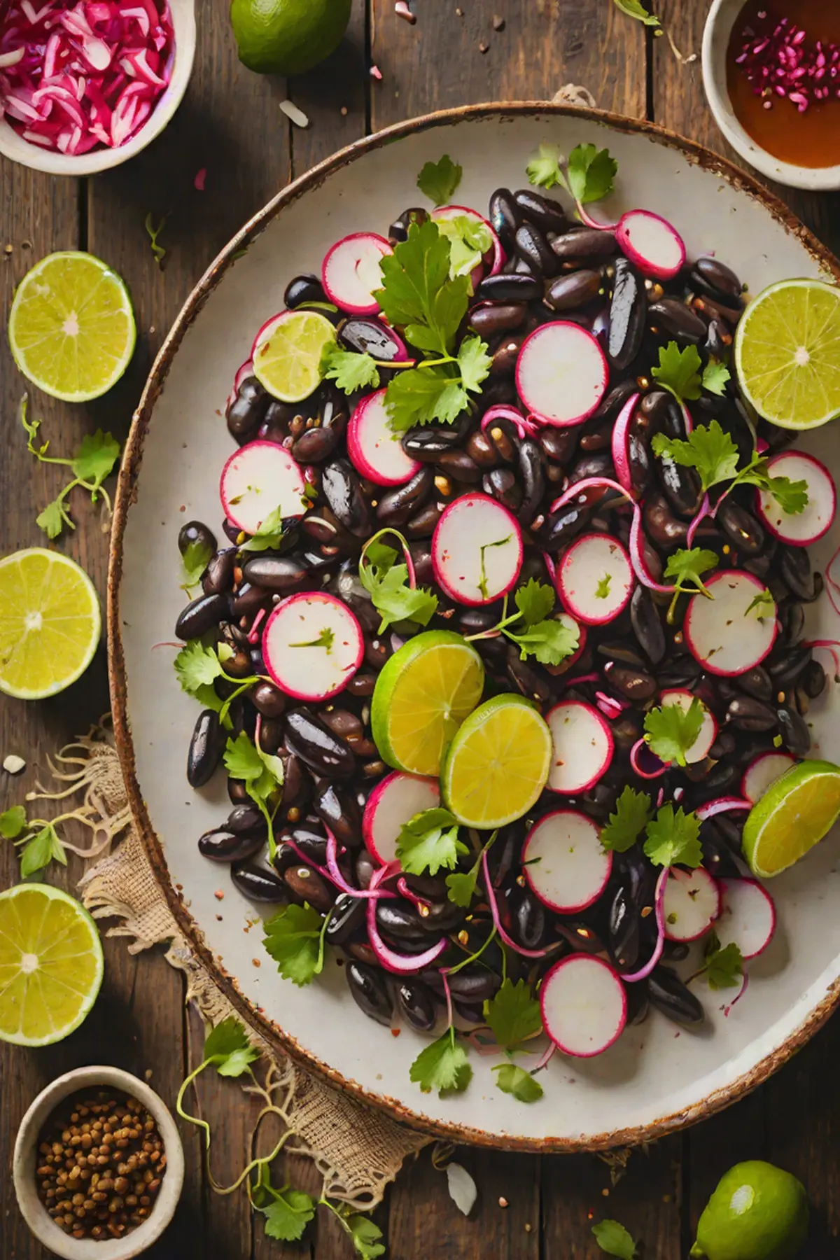 Grilled Black Beans with Radish