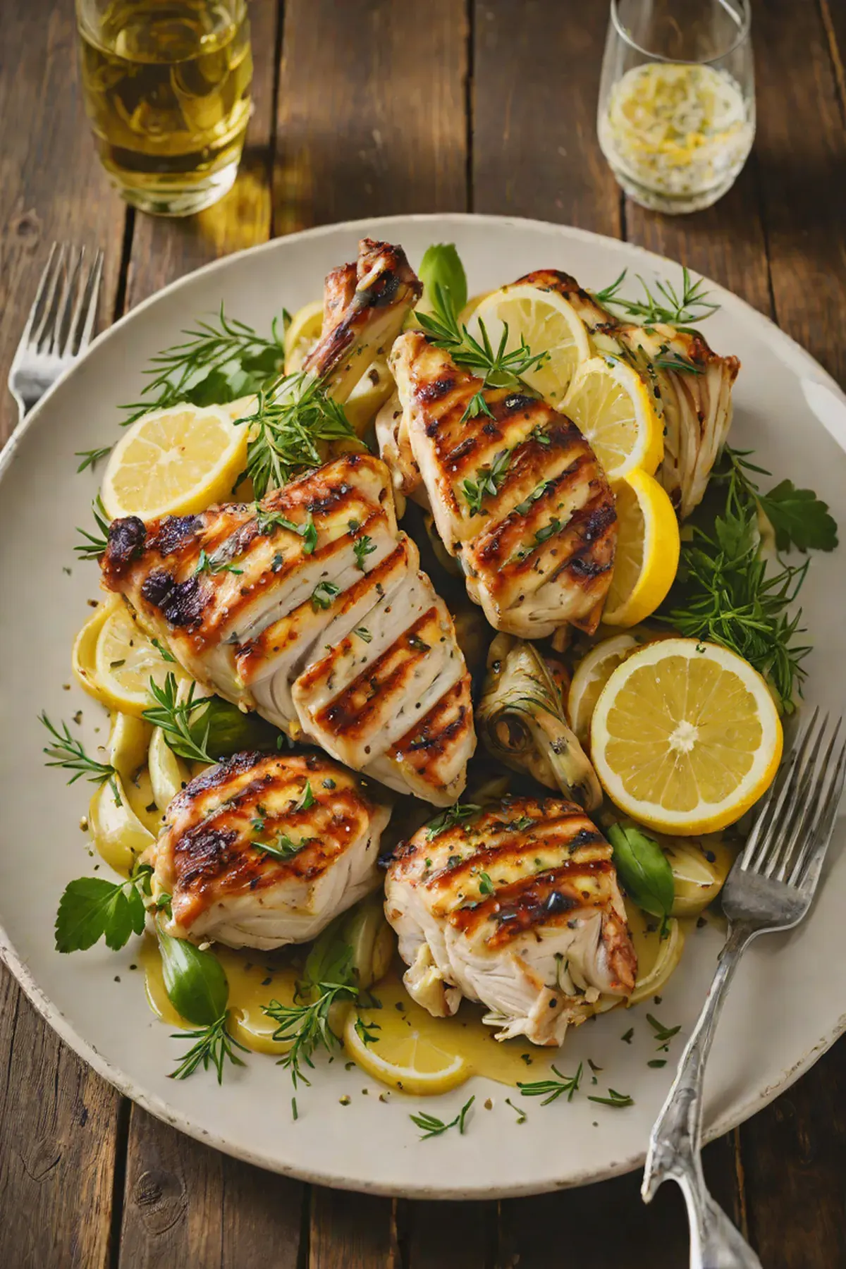 Grilled Chicken with Artichoke and Lemon Herb Butter