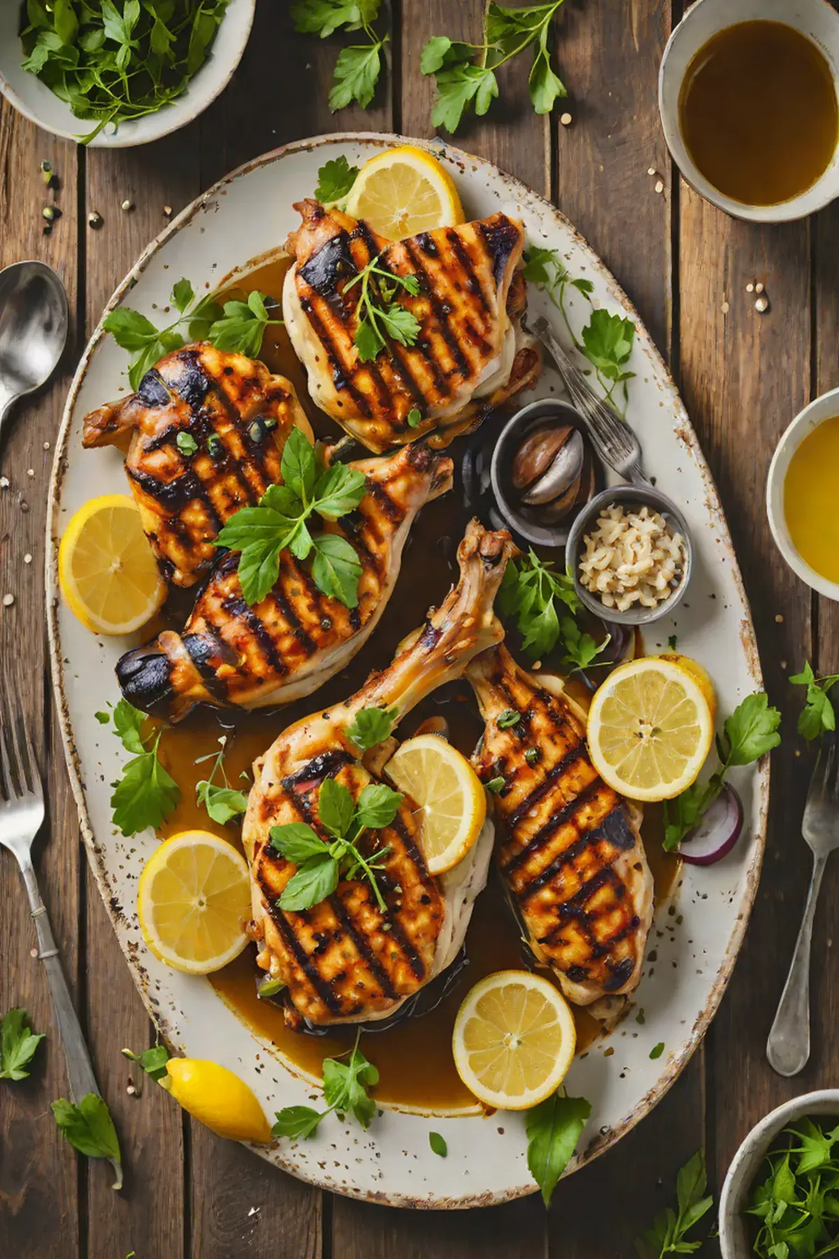 Grilled Chicken with Aubergine and Herb Marinade